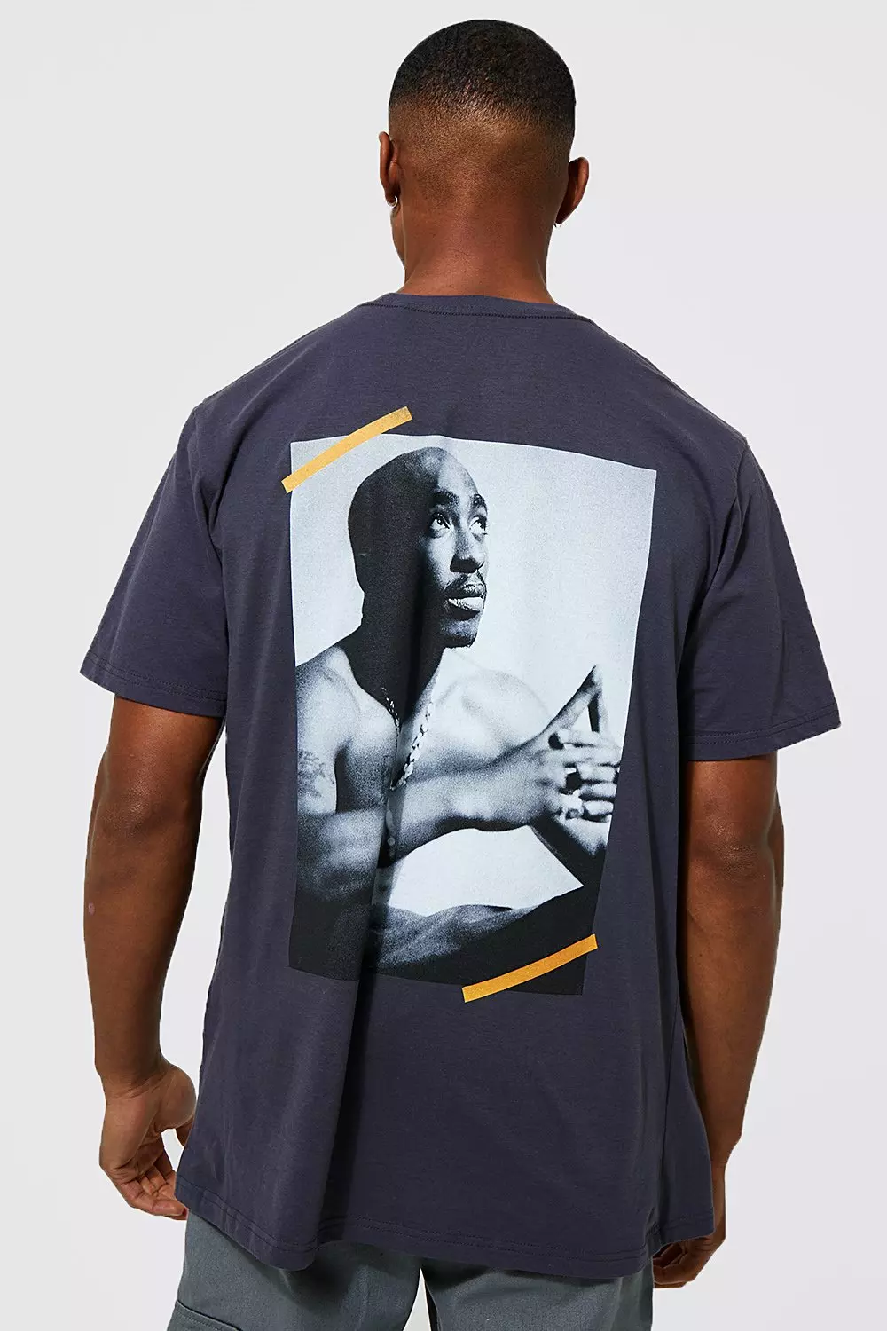 boohooMAN Oversized Tupac Homage License T-Shirt - Black - Size L