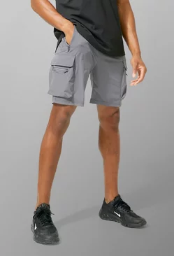 Man Active Lightweight 5inch Cargo Shorts Charcoal