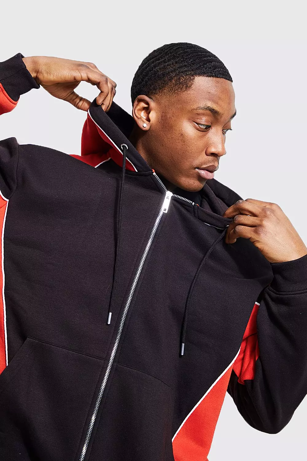 Colour block zip hoodie cheap