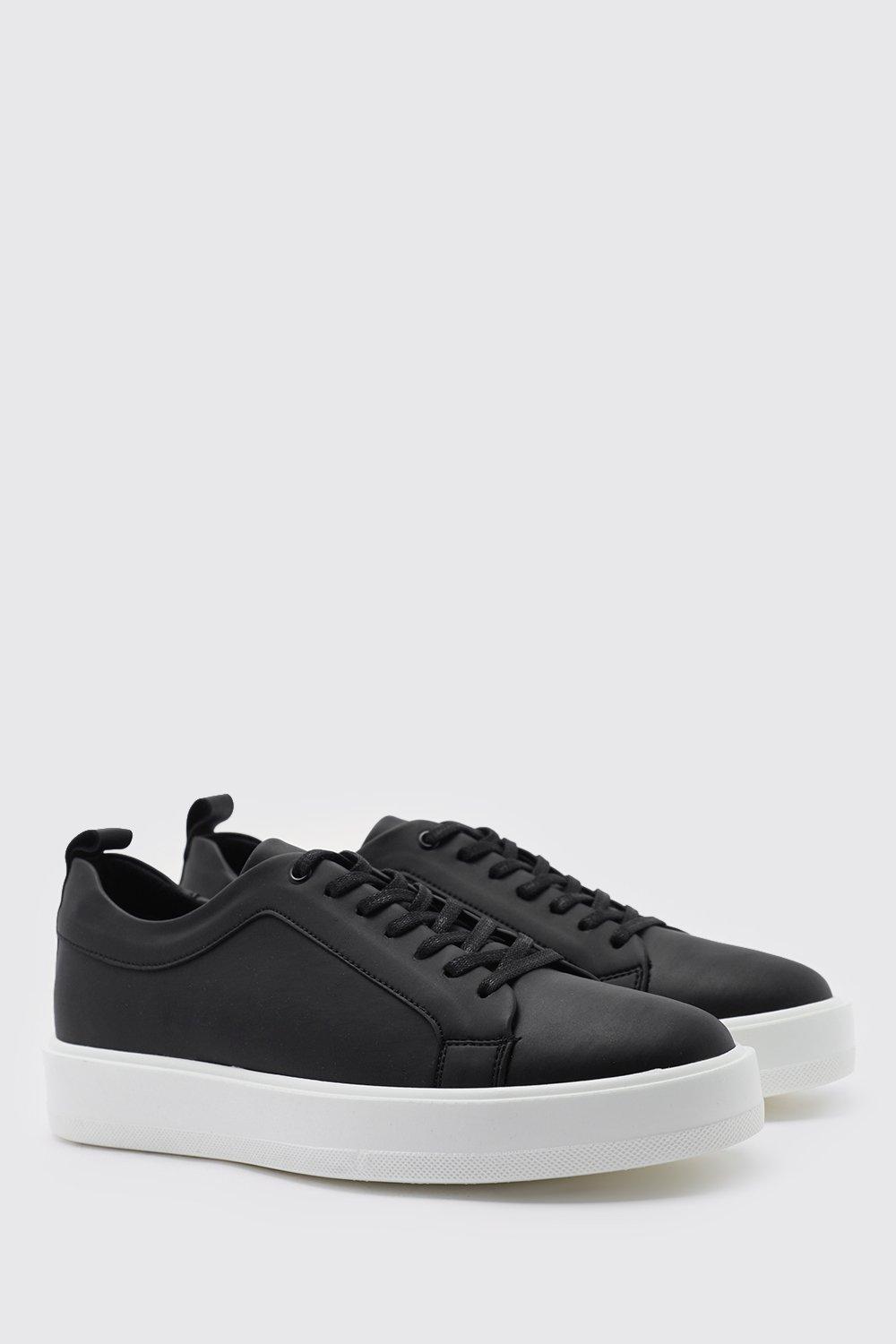 Matte Faux Leather Smart Sneaker | boohooMAN USA