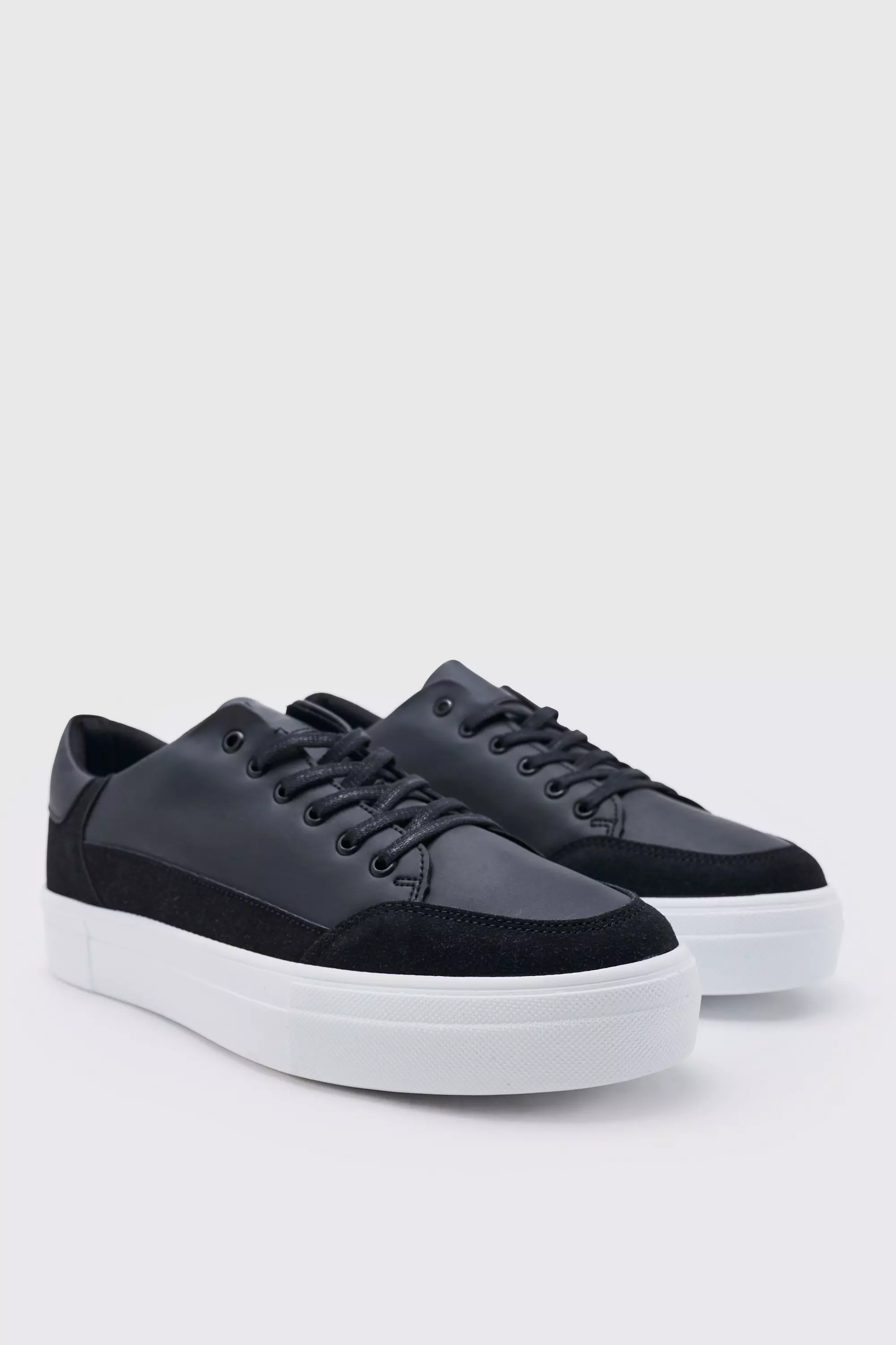 Smart Faux Leather Trainer boohooMAN