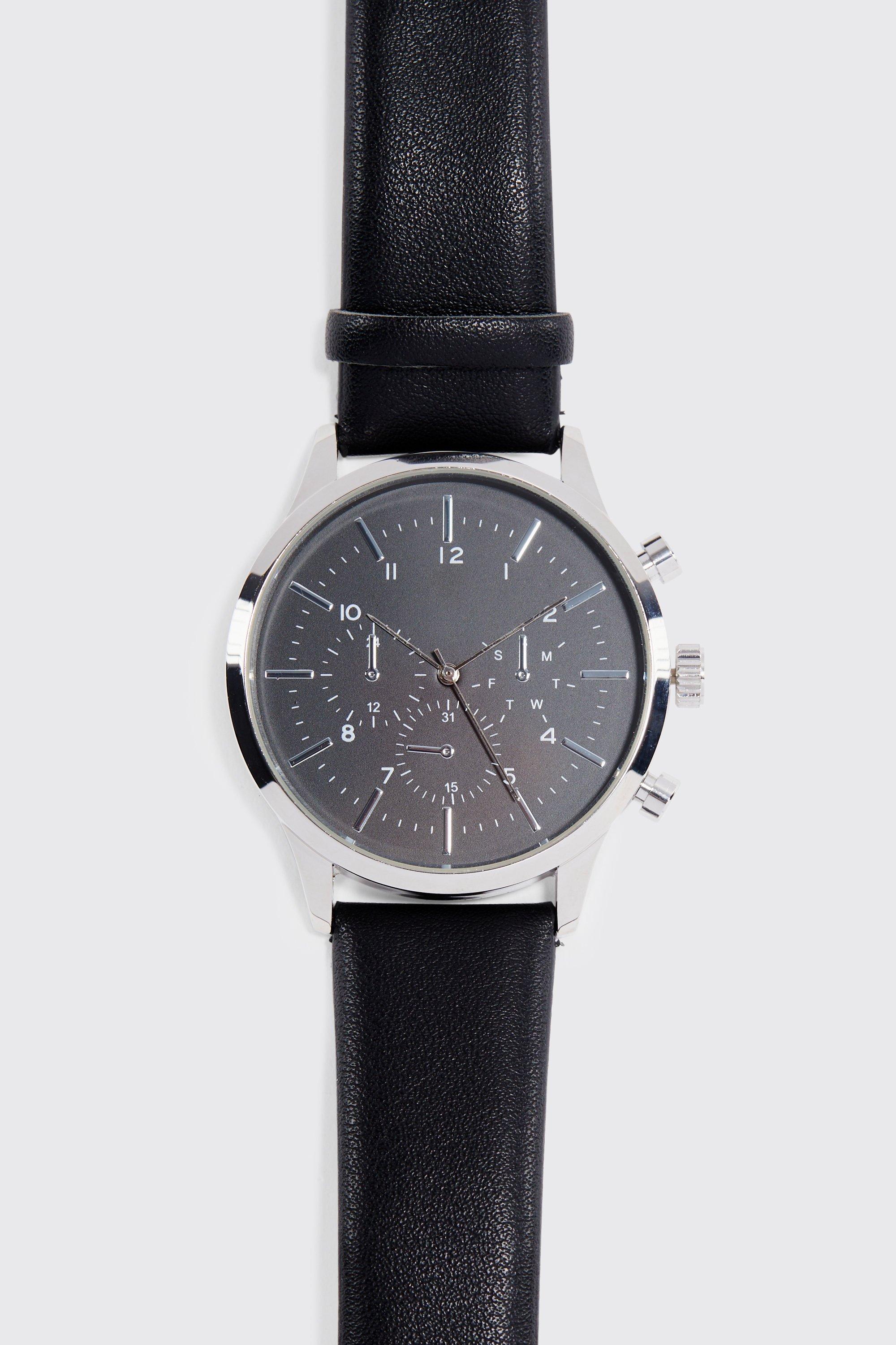 Watch With Faux Leather Print Strap