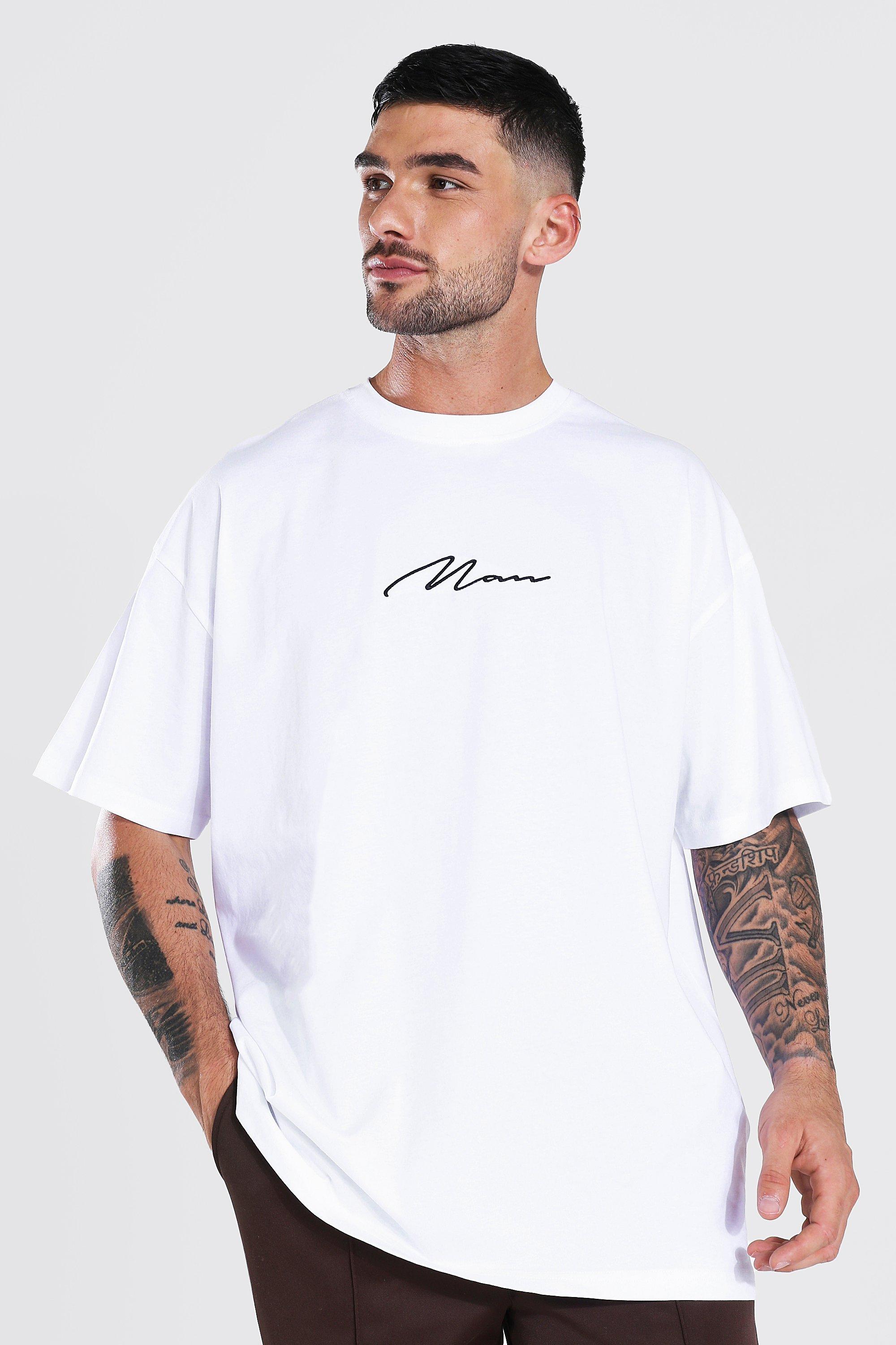 boohooMAN Mens Oversized Crew Neck T-Shirt - White