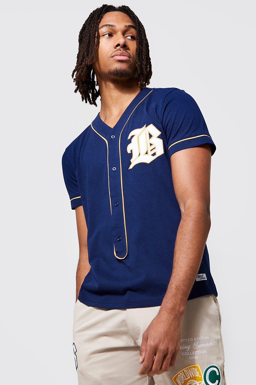 Blue Baseball Jersey  Baseball jersey outfit, Jersey outfit, Shirts blue