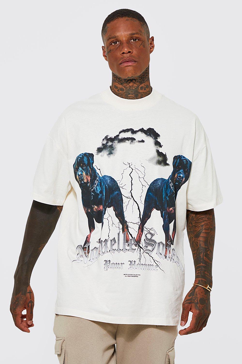 Oversized Rottweiler Graphic Print T-shirt | boohooMAN USA