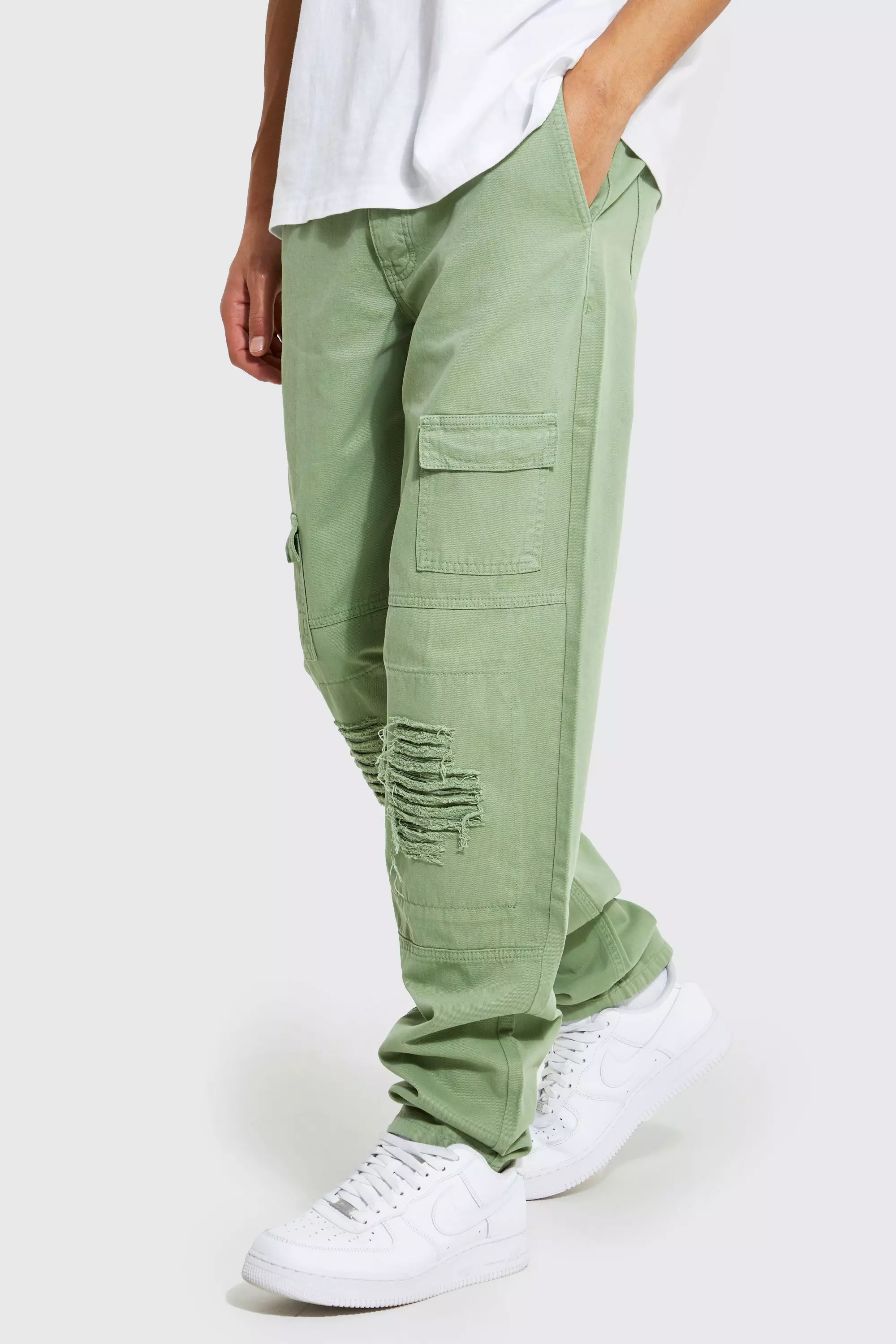 Mens distressed cargo pants deals