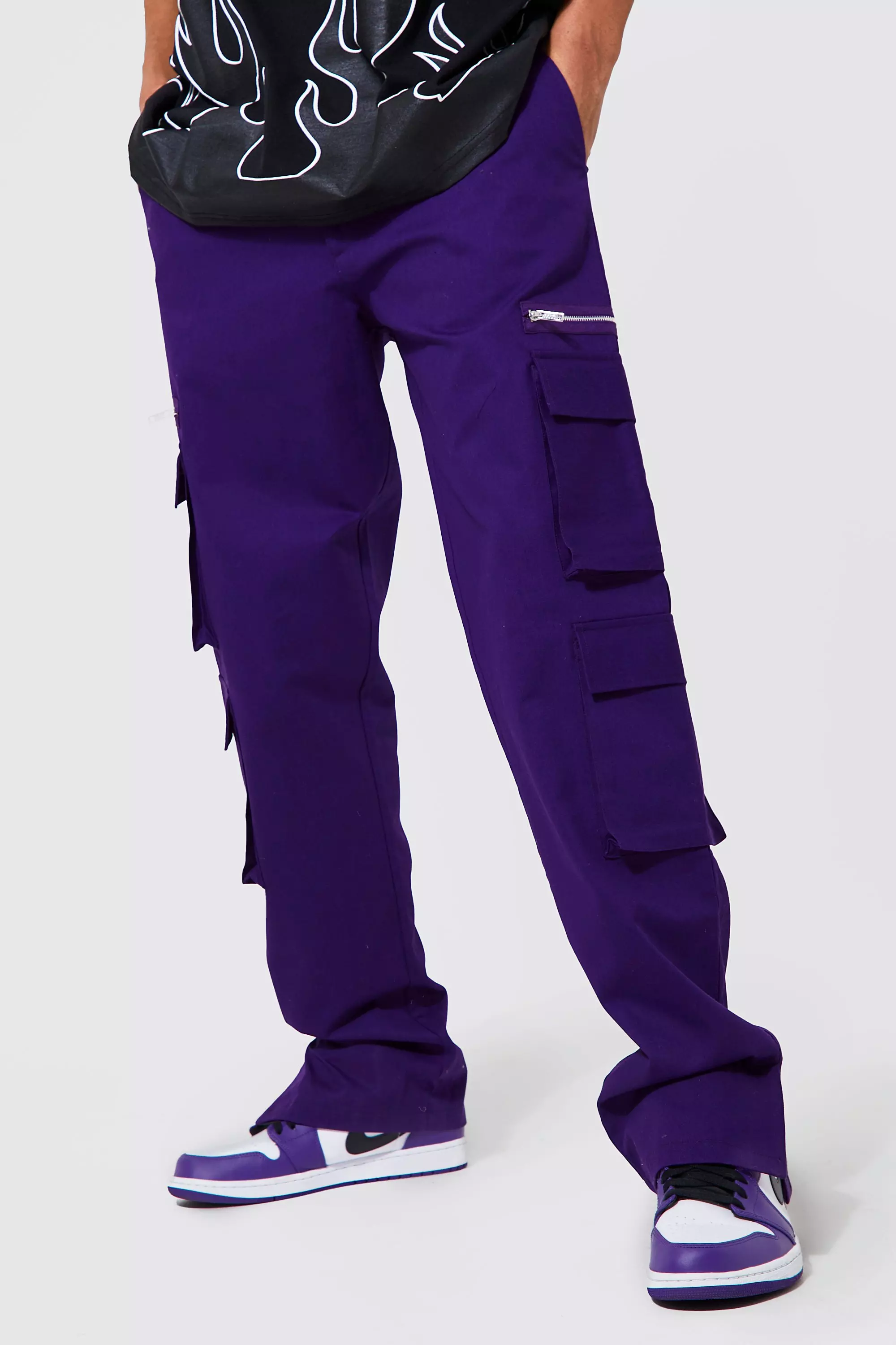 Purple cargo trousers outlet