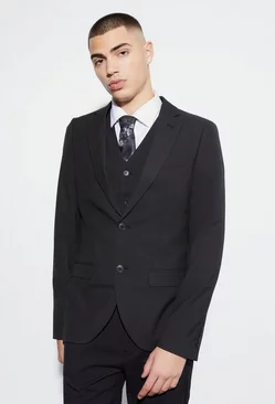 Black Super Skinny Single Breasted Suit Jacket
