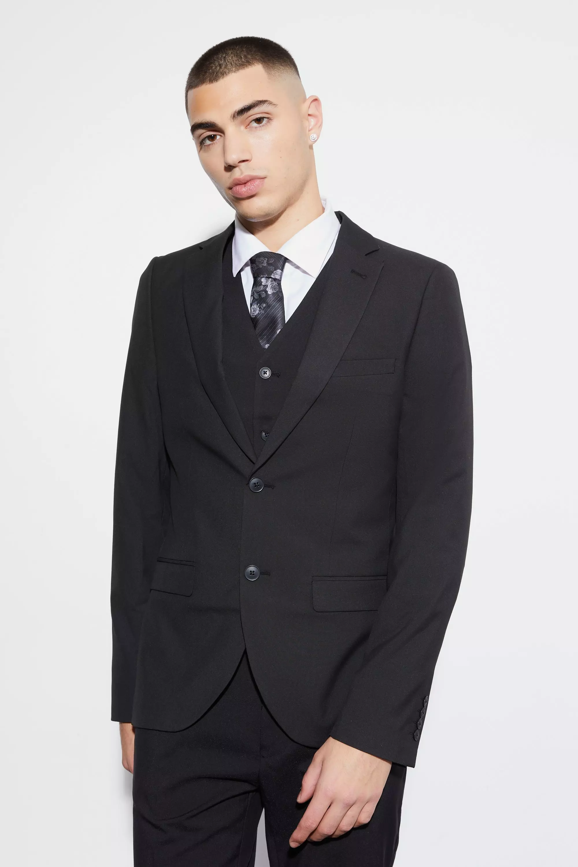 Super Skinny Single Breasted Suit Jacket Black