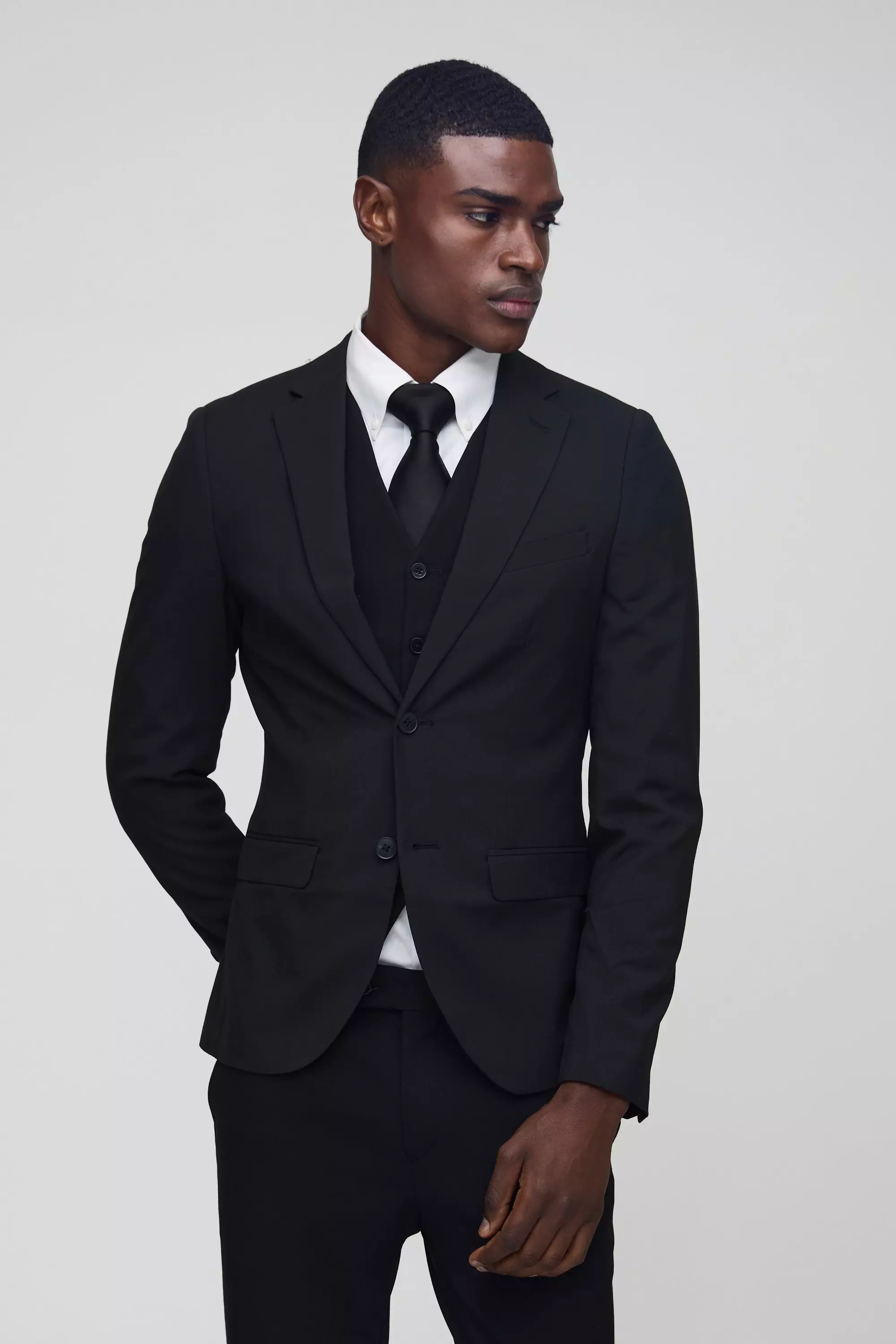 Super Skinny Single Breasted Suit Jacket Black