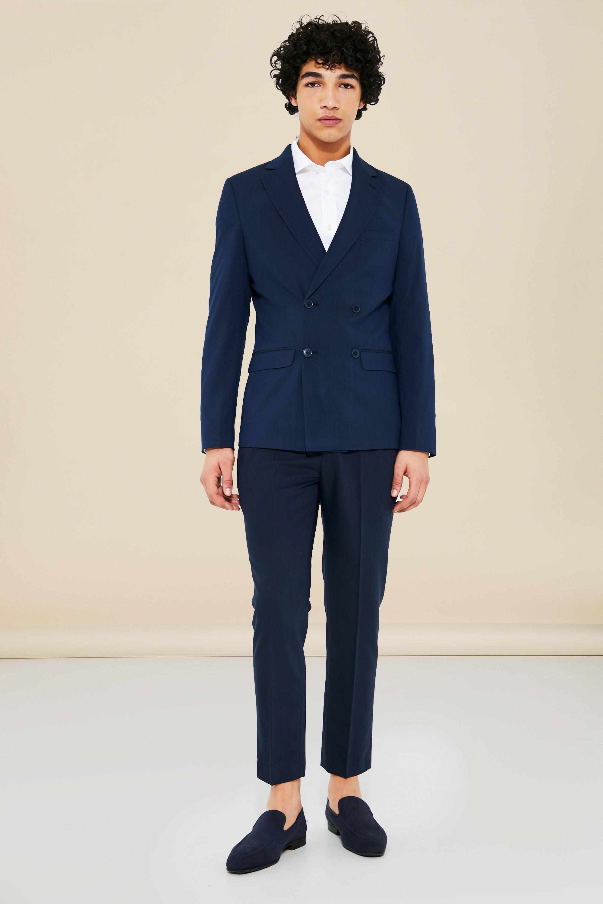 Navy Super Skinny Fit Colbert Met Dubbele Knopen