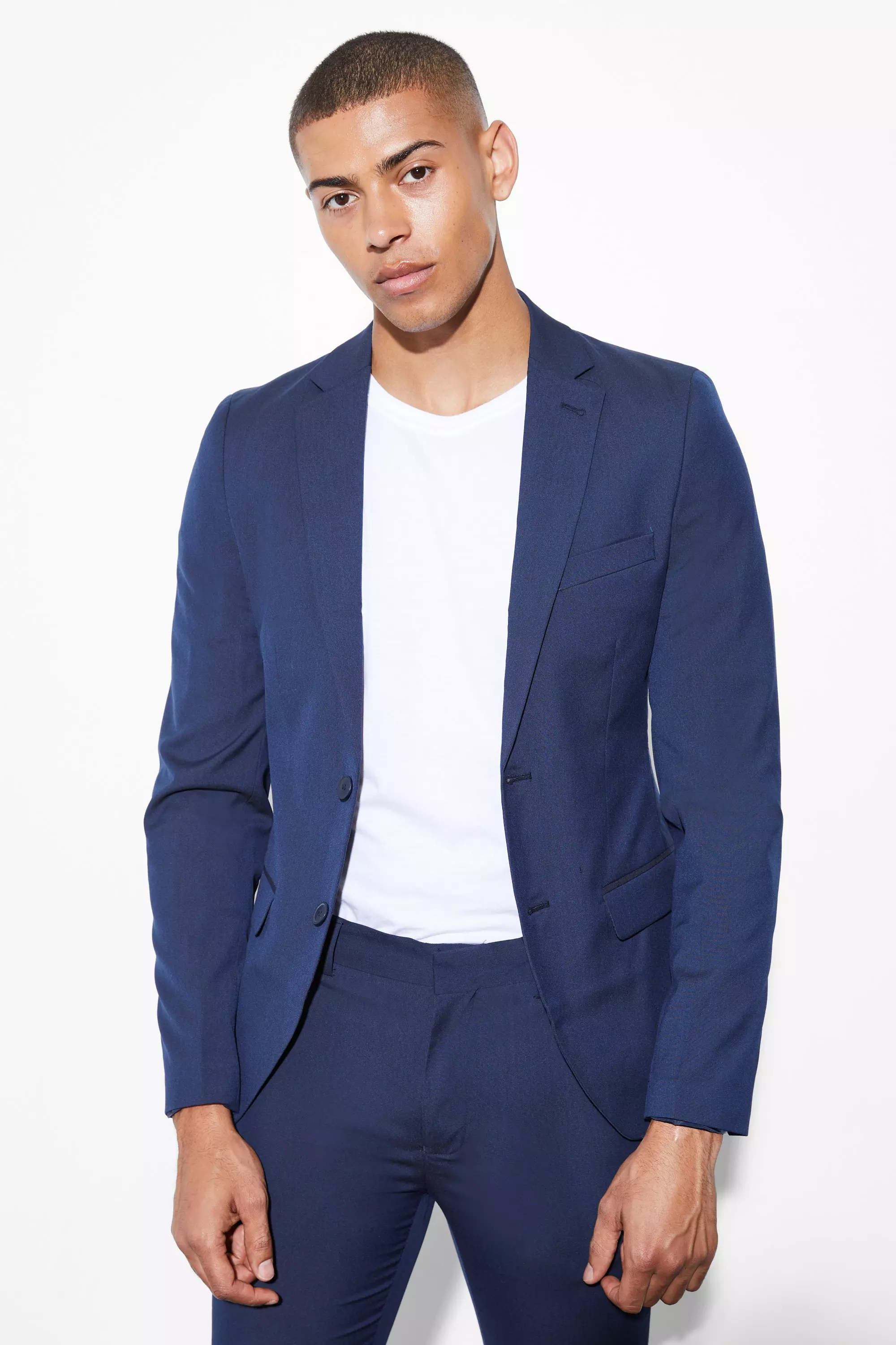 Super Skinny Single Breasted Blazer Navy