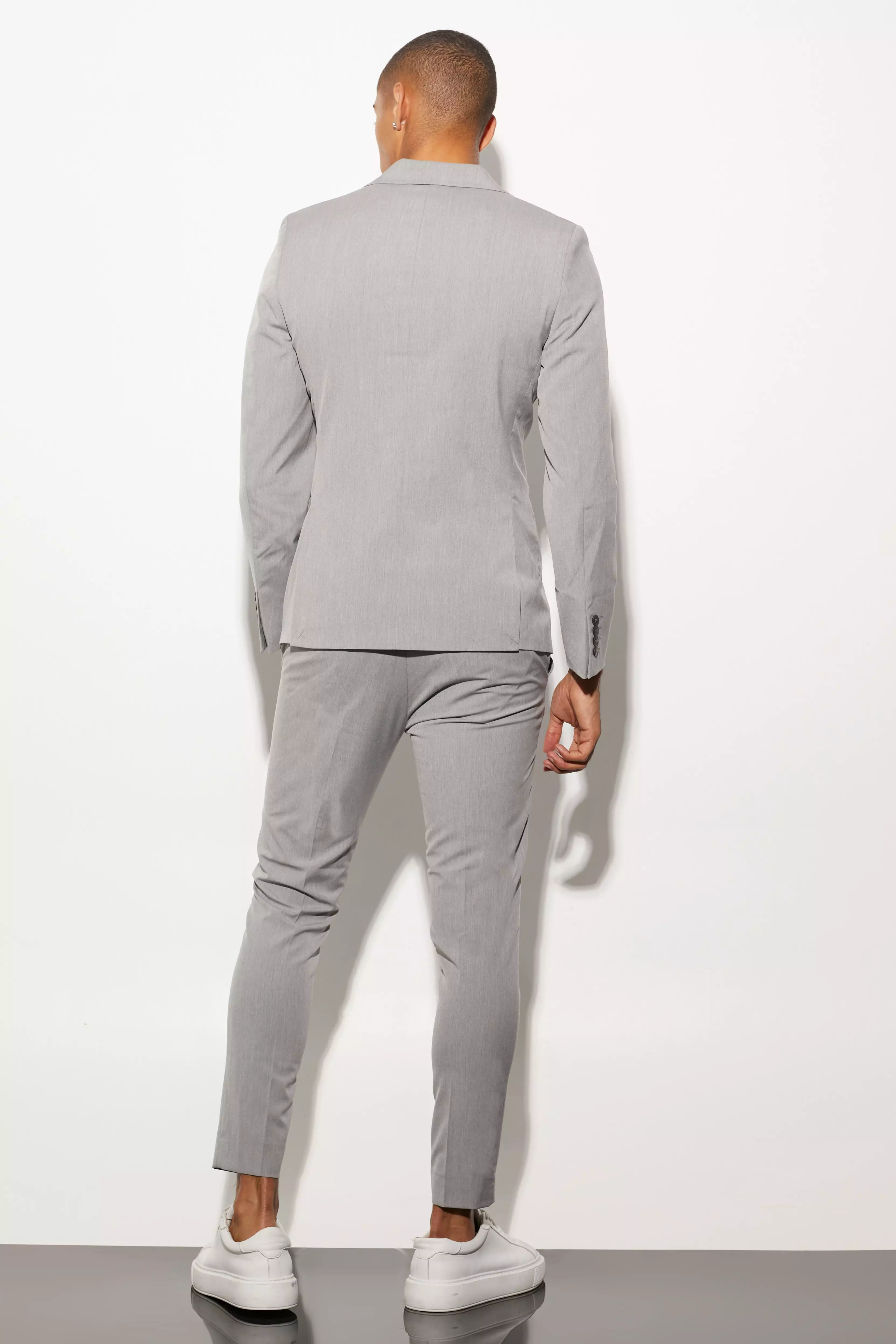 Grey Super Skinny Double Breasted Suit Jacket alternative image
