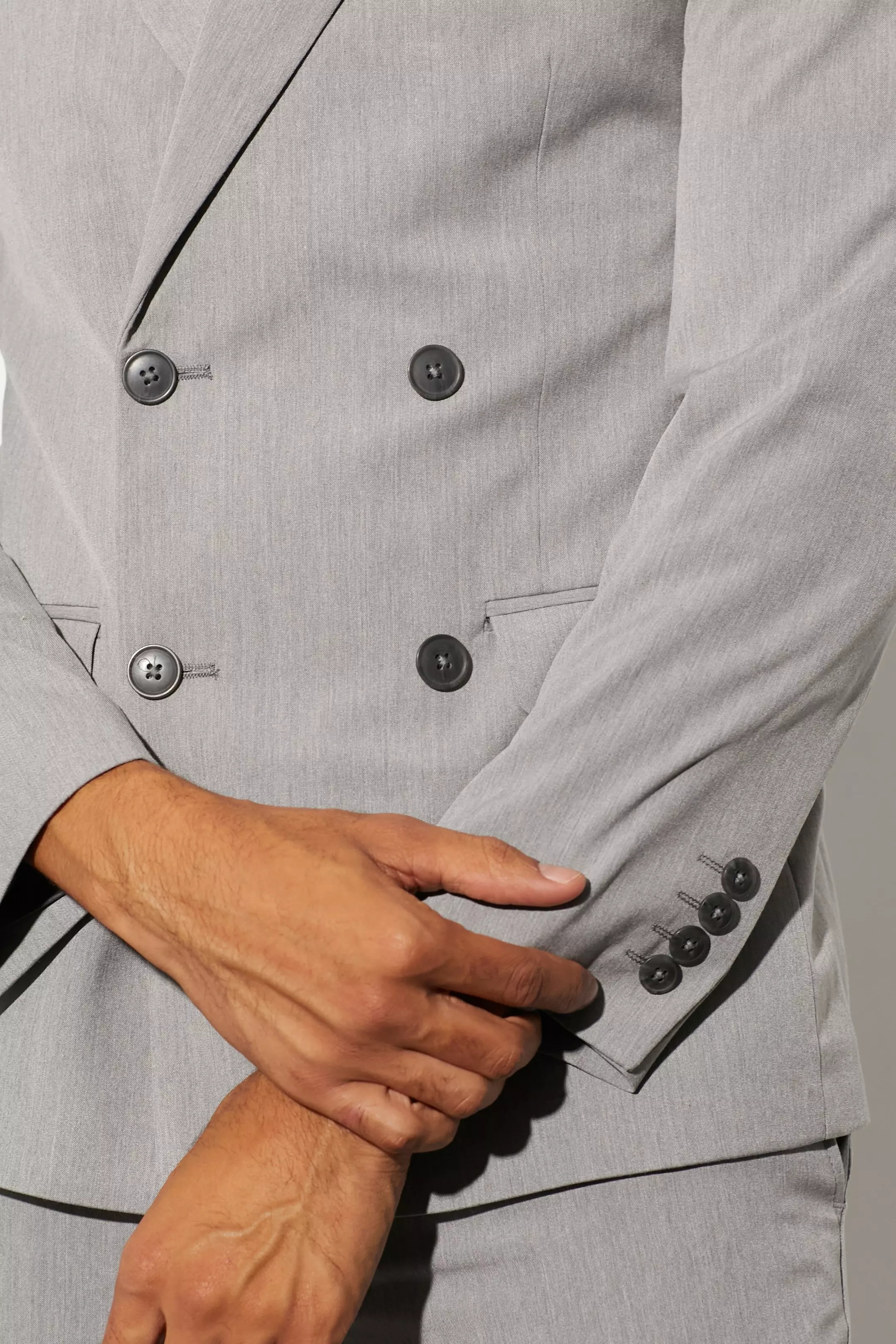 Grey Super Skinny Double Breasted Suit Jacket alternative image