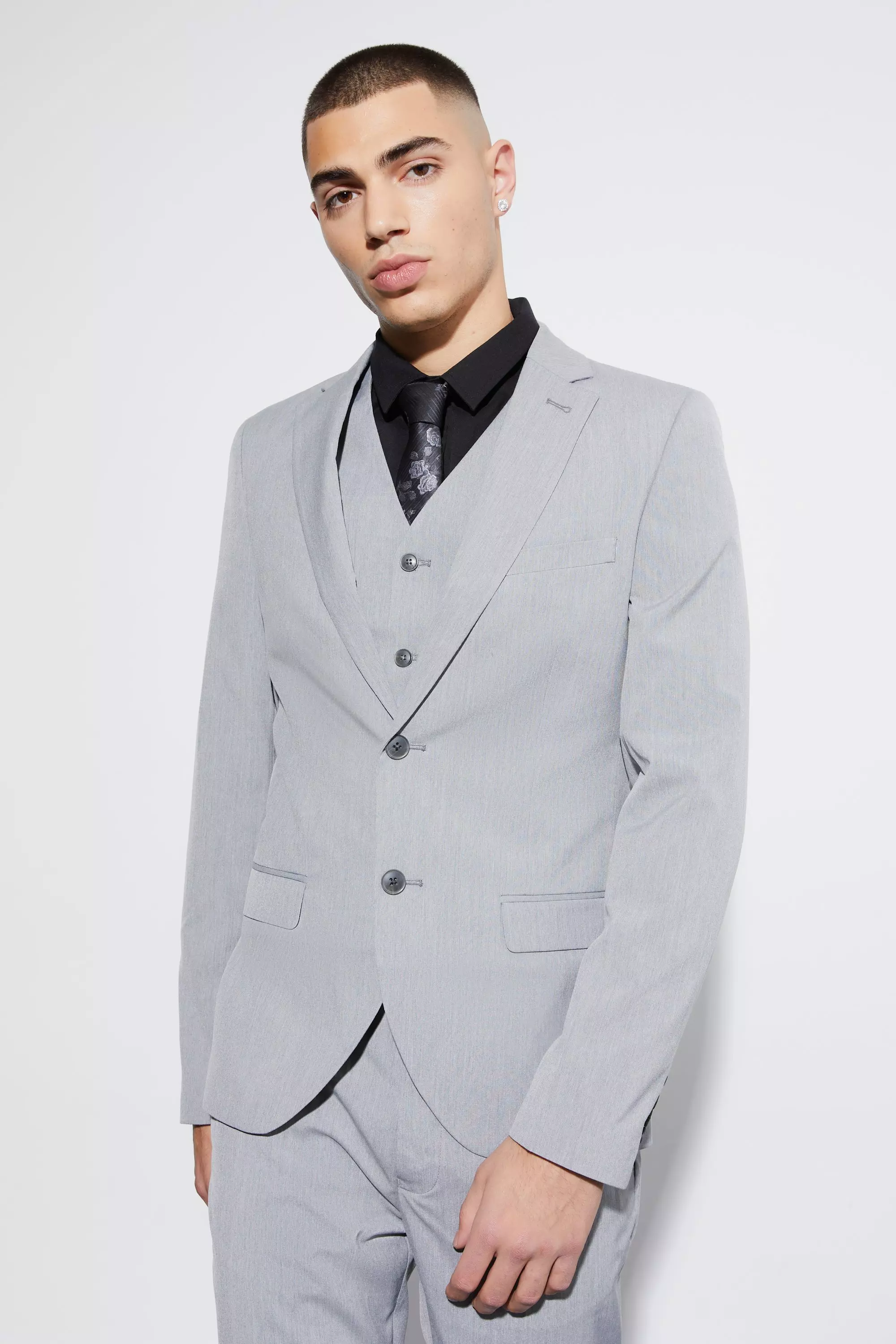 Super Skinny Single Breasted Suit Jacket Grey