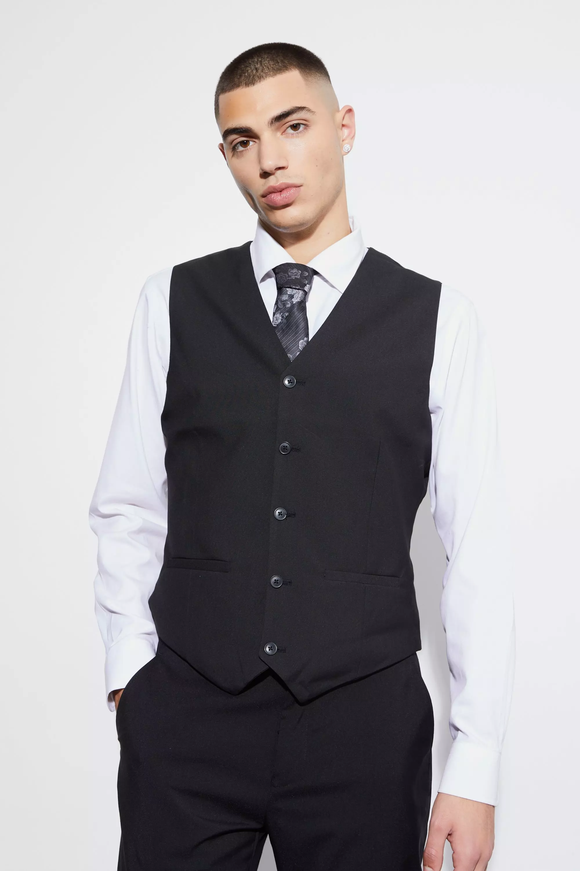 Black Skinny Waistcoat alternative image