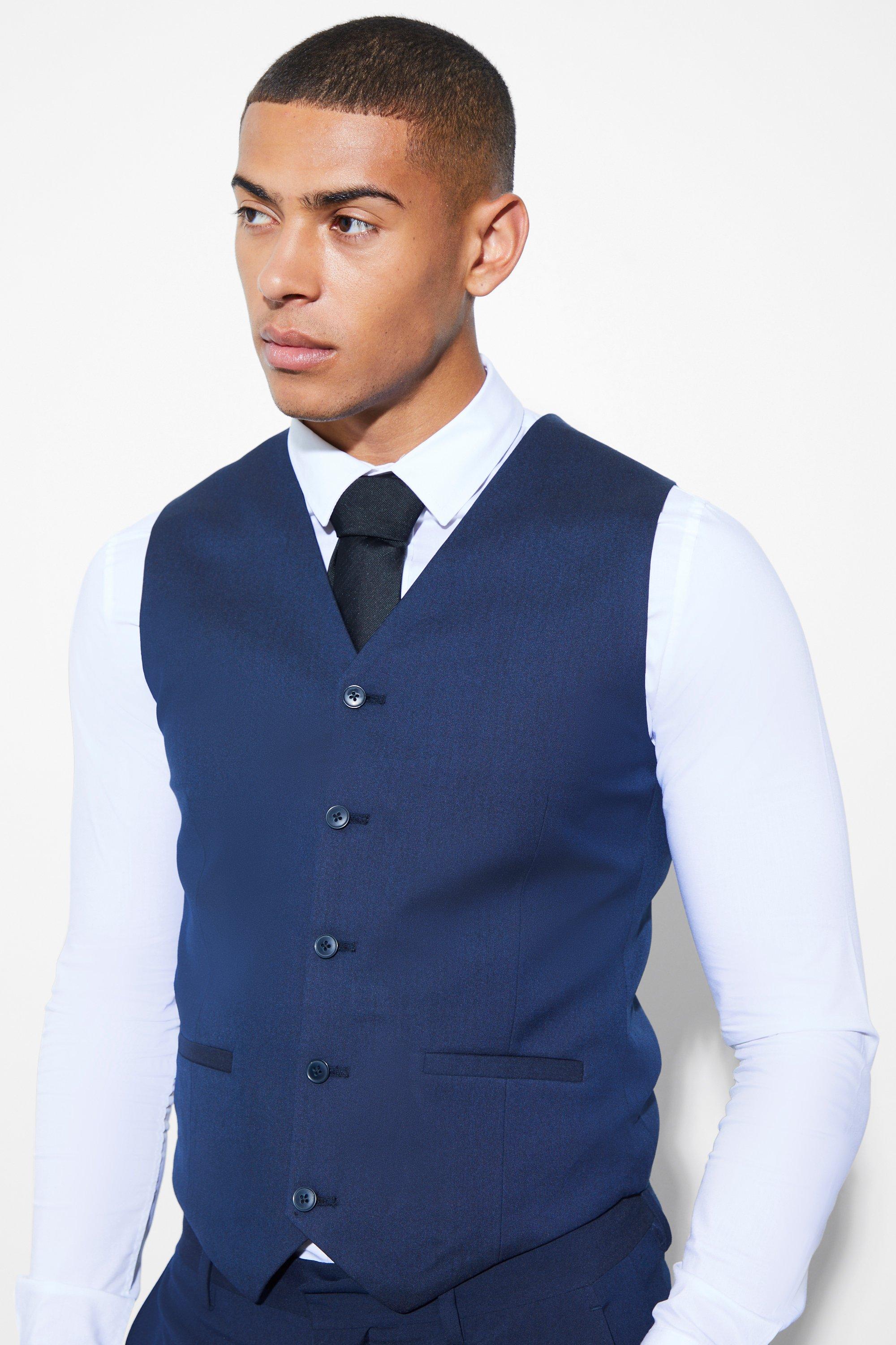 Navy Skinny Fit Gilet