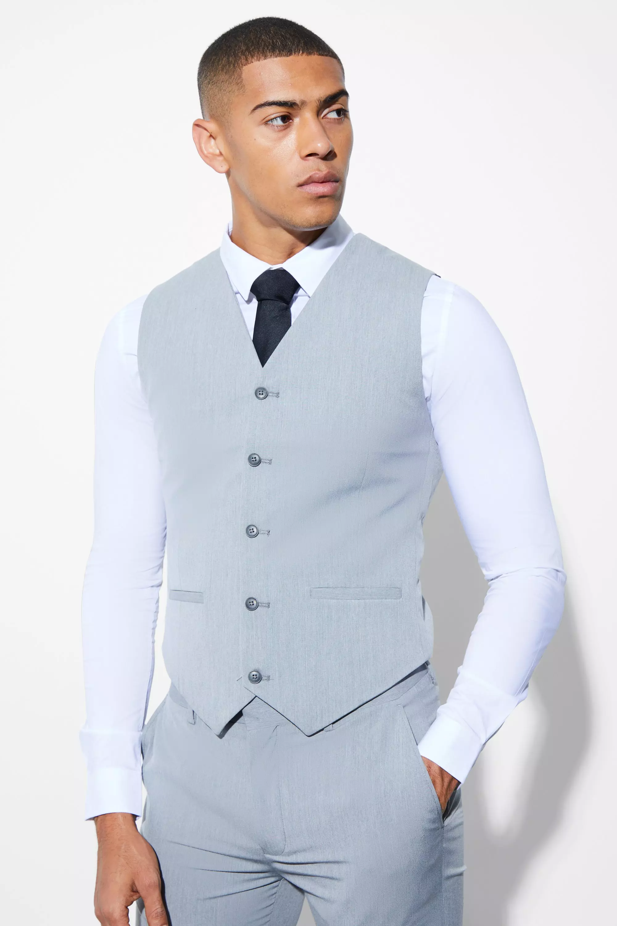 Light grey suit on sale with blue waistcoat