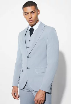 Grey Skinny Single Breasted Suit Jacket