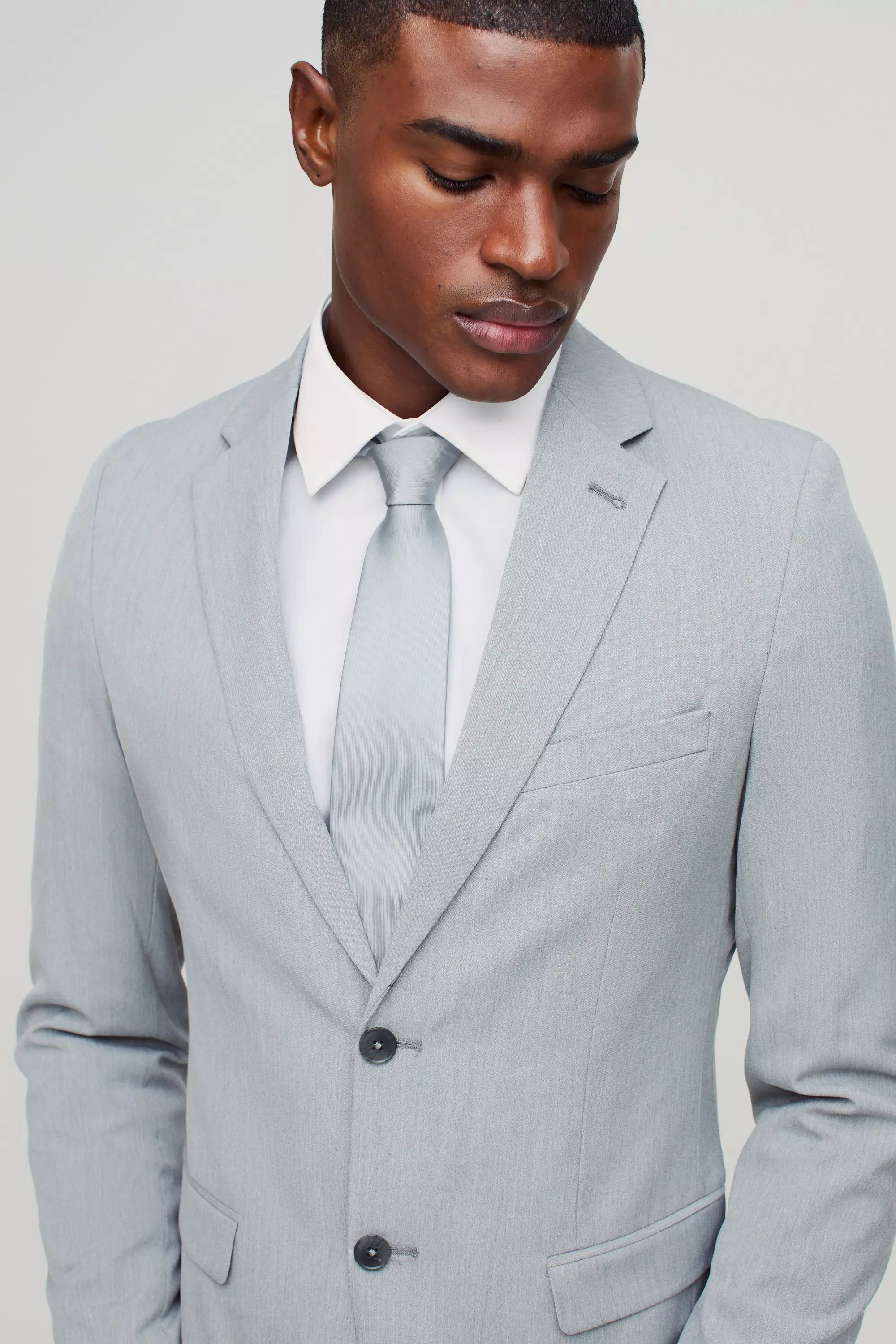 Grey Skinny Single Breasted Suit Jacket alternative image