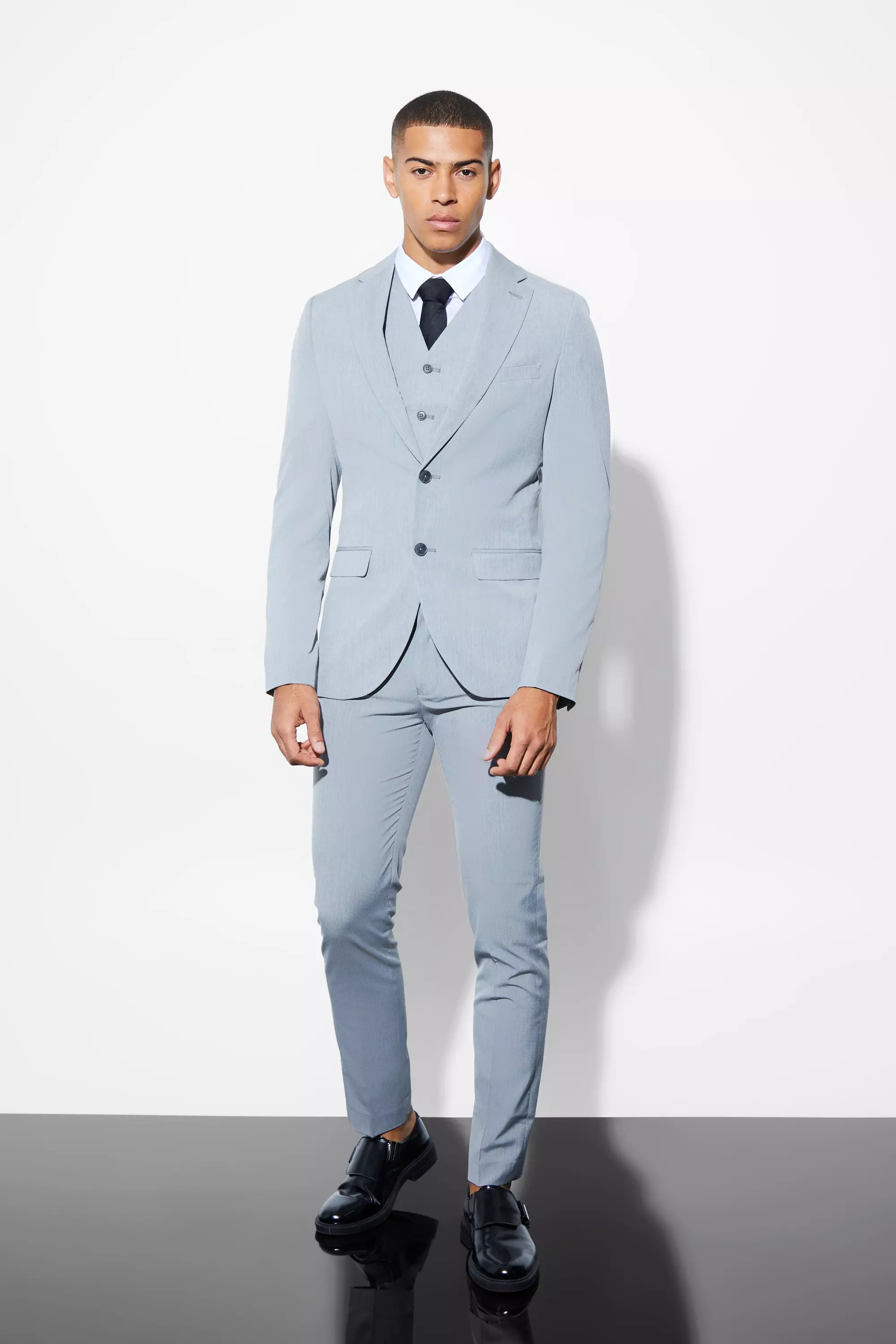 Grey Skinny Single Breasted Suit Jacket alternative image
