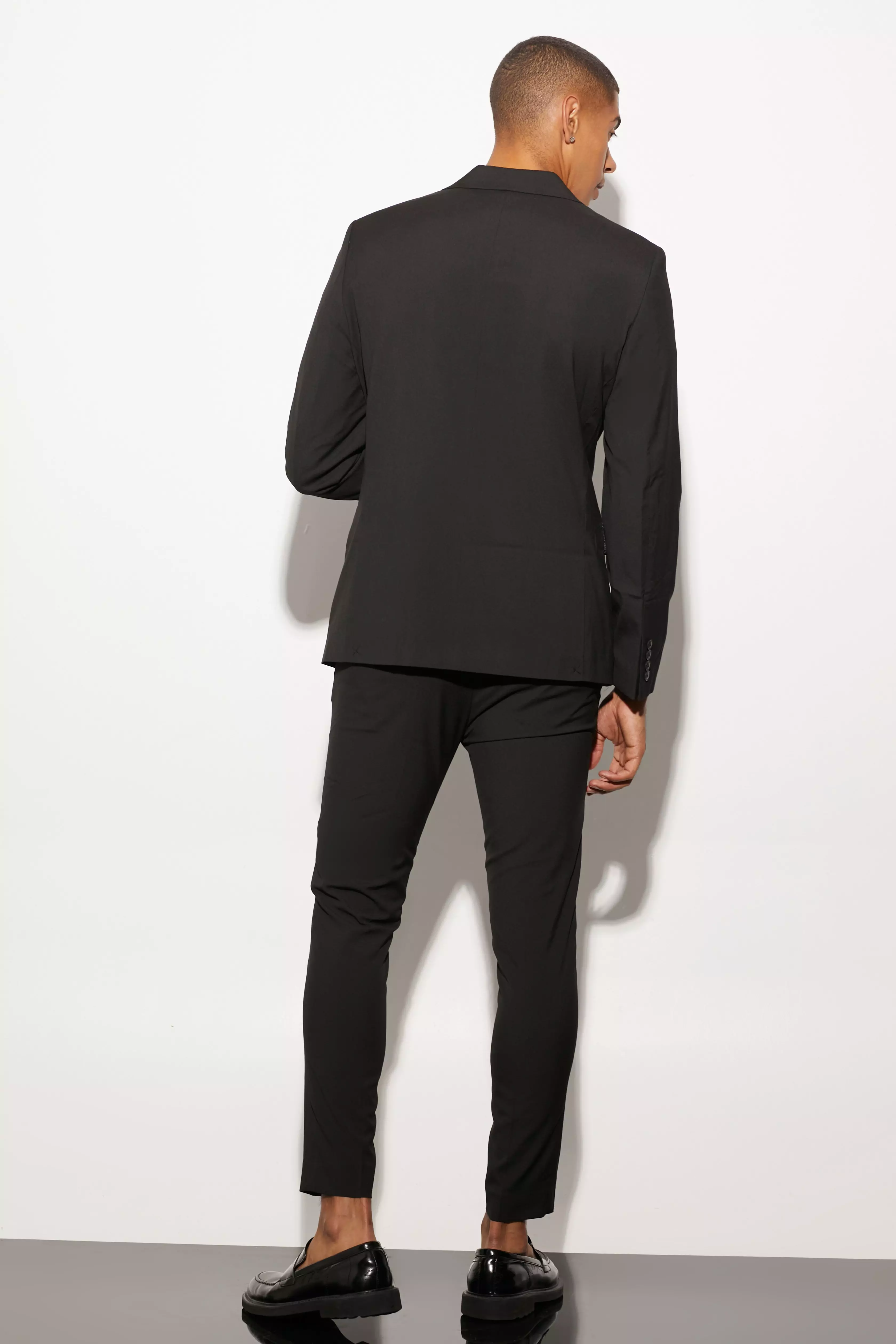 Black Slim Double Breasted Suit Jacket alternative image