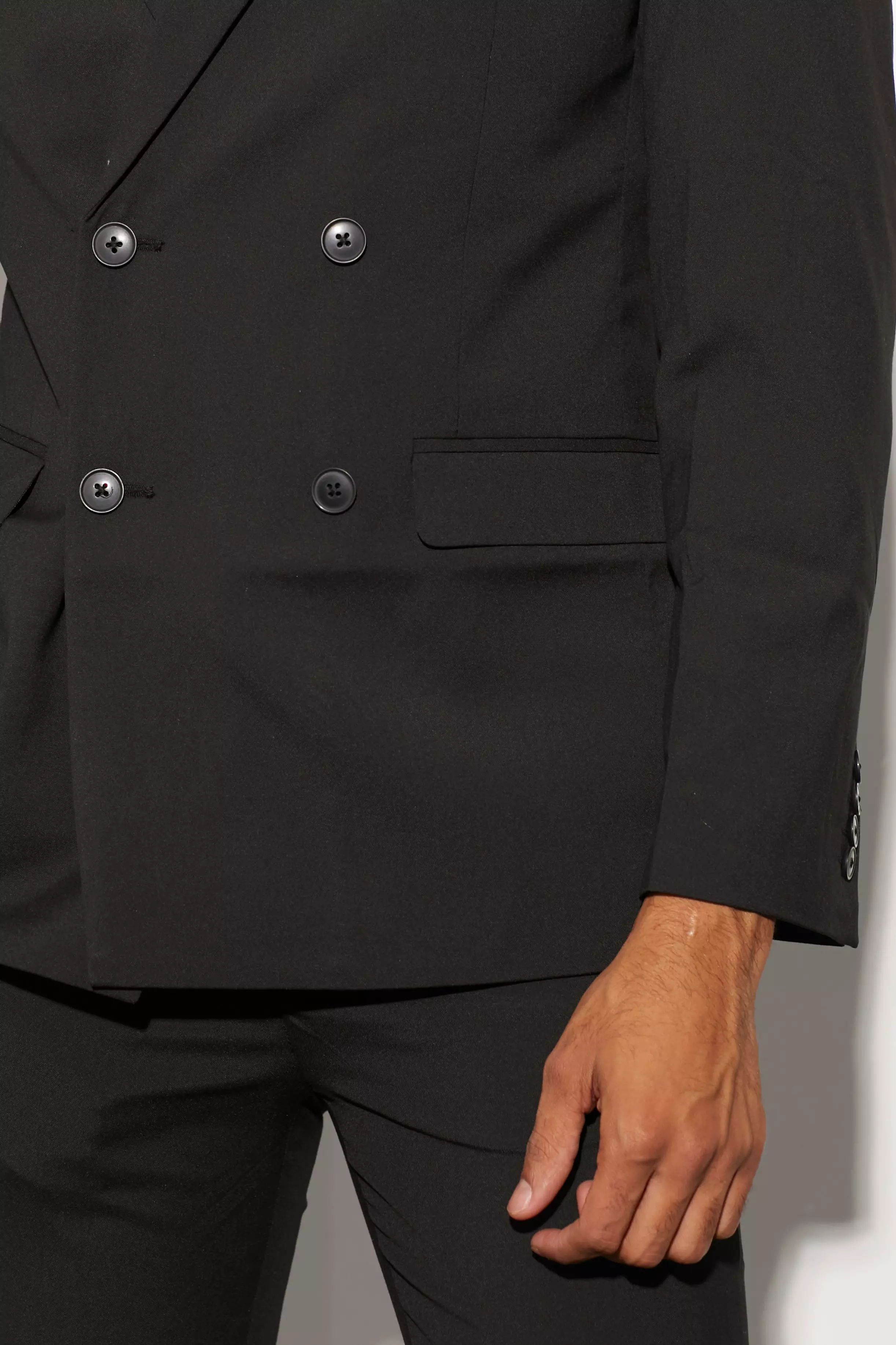 Black Slim Double Breasted Suit Jacket alternative image
