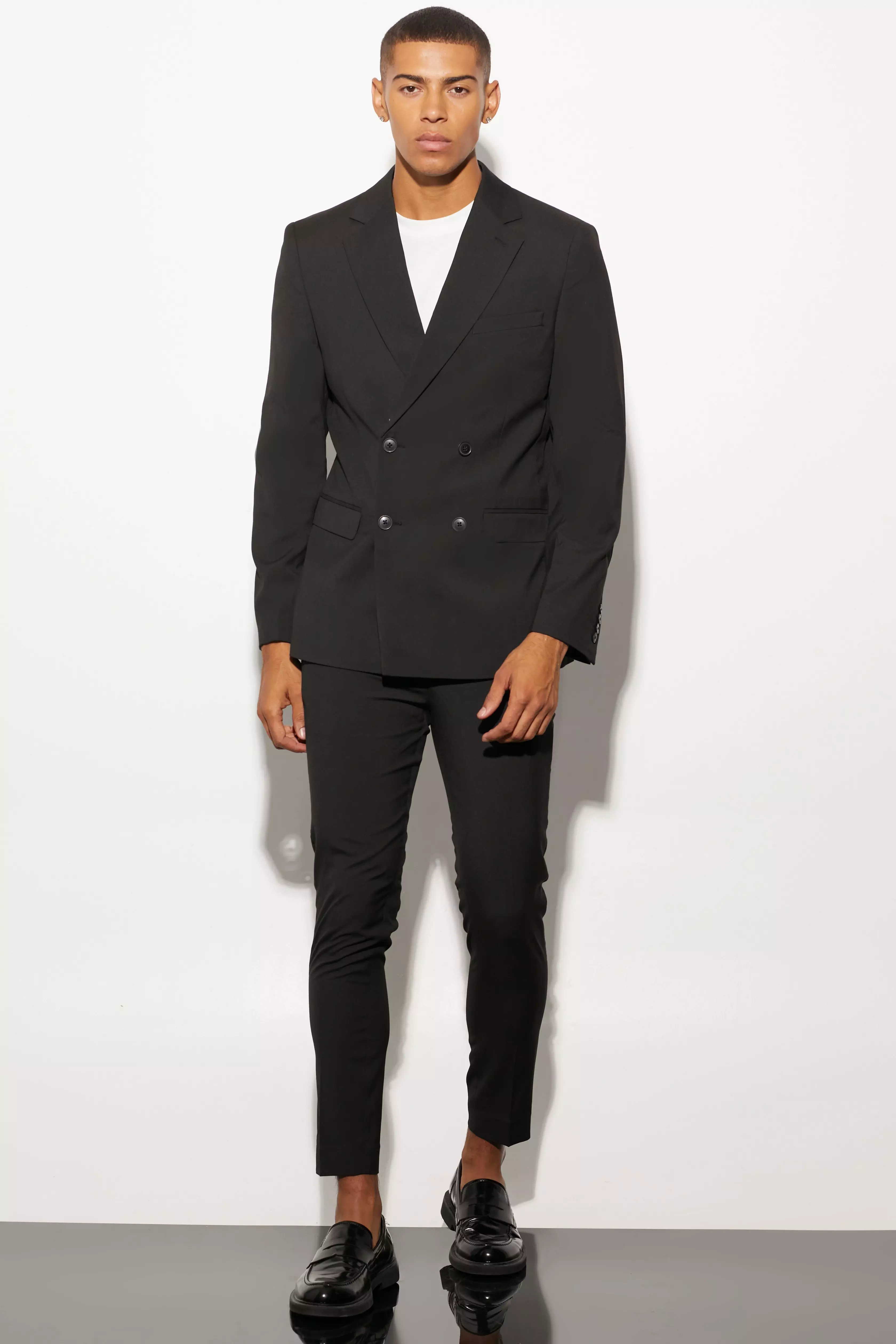 Black Slim Double Breasted Suit Jacket alternative image