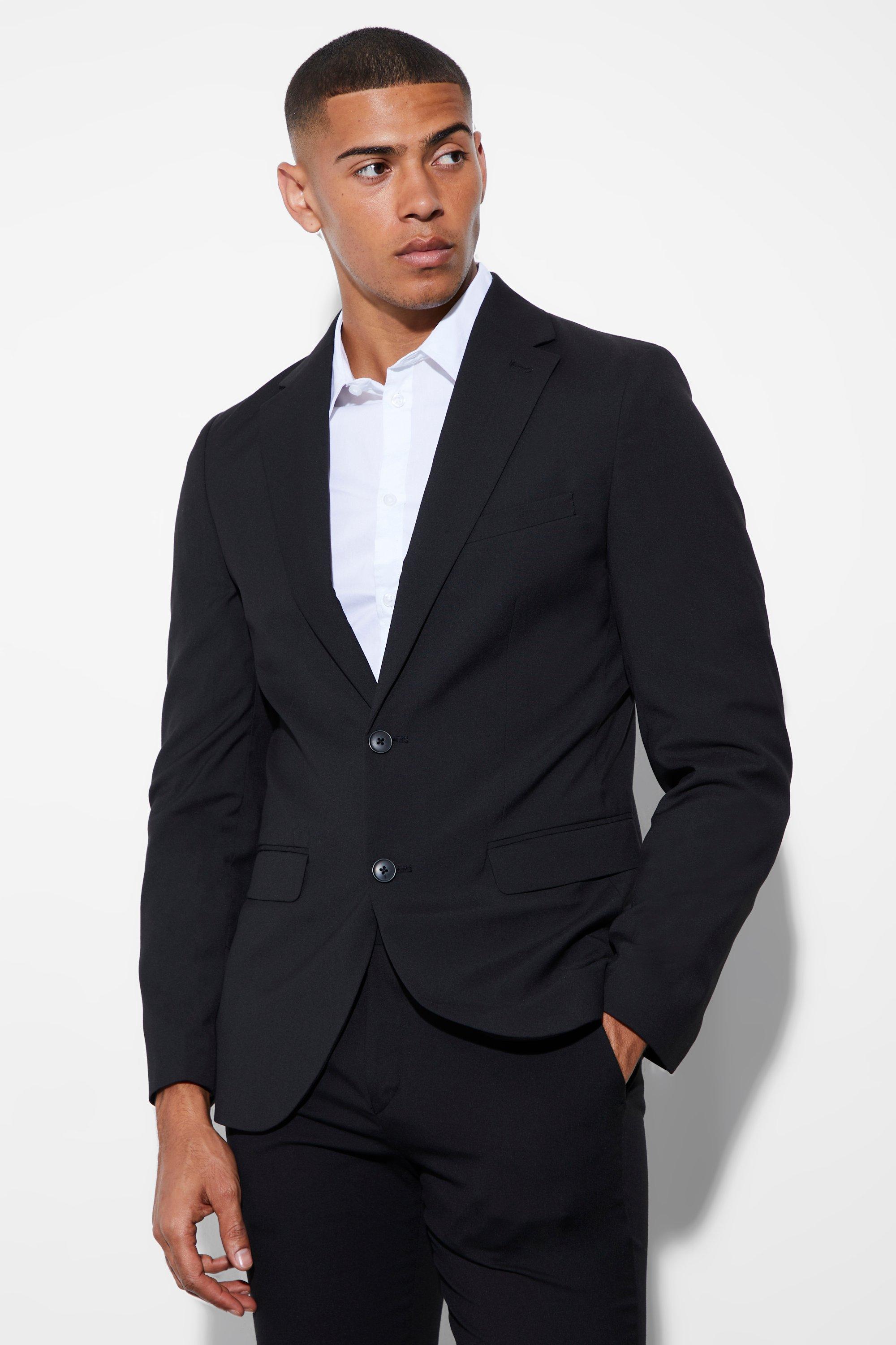 Black Slim Fit Colbert Met Enkele Rij Knopen