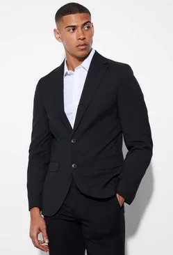 Slim Single Breasted Suit Jacket black