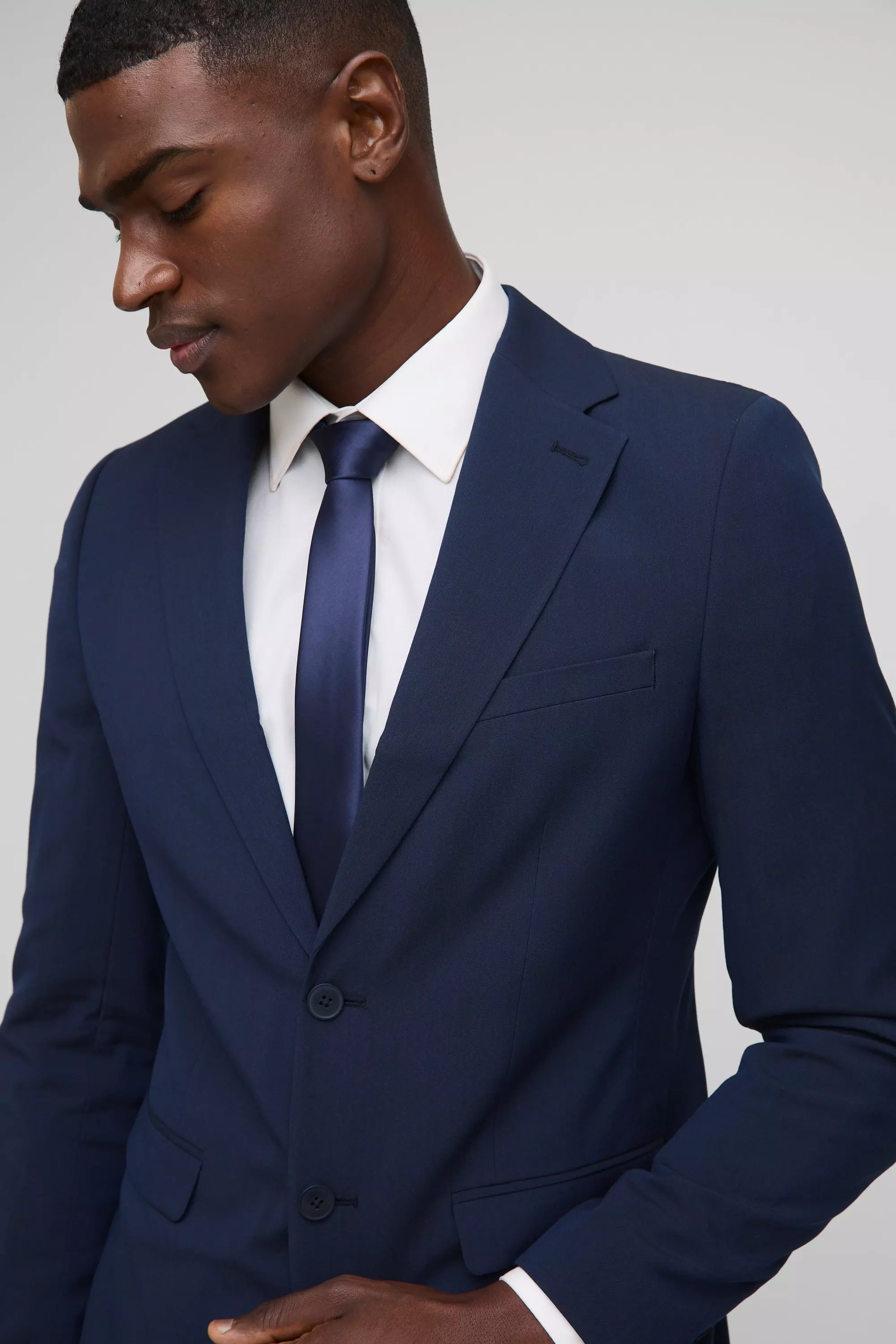 Navy Slim Single Breasted Suit Jacket alternative image