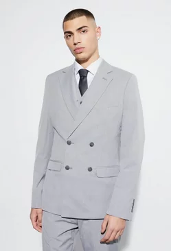 Slim Double Breasted Suit Jacket grey