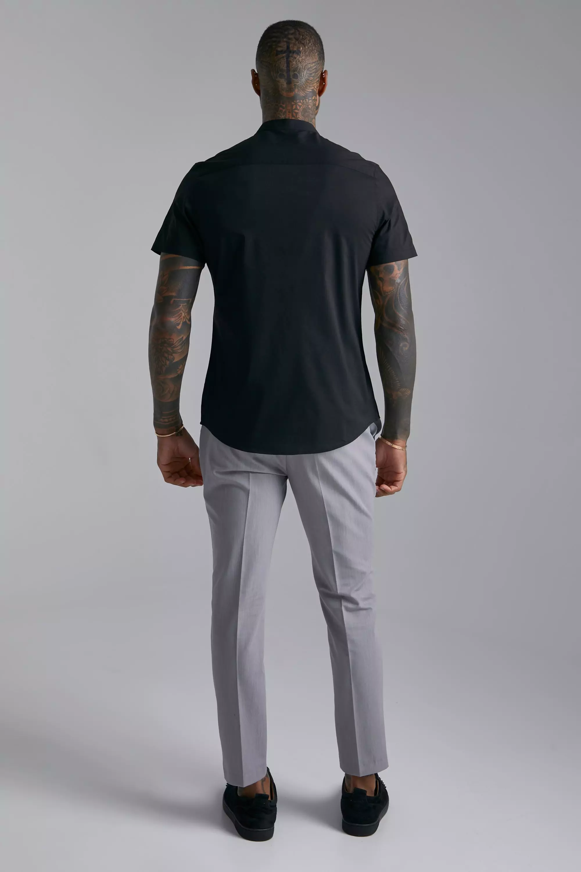 Chemise moulante à manches courtes, Black autre image