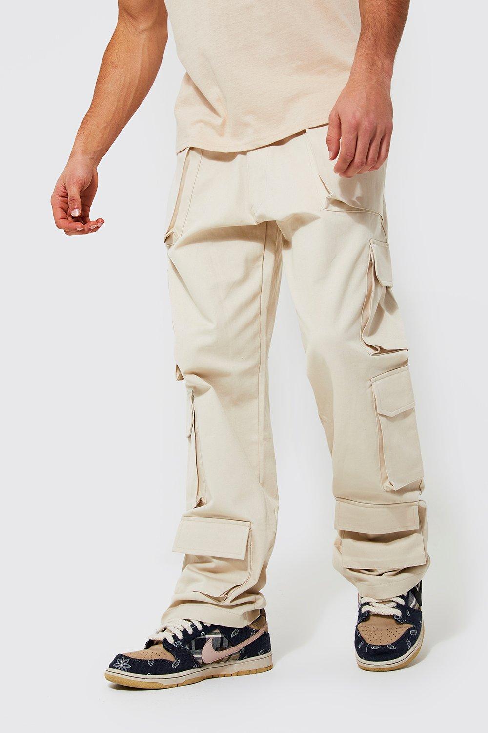 Relaxed Fit Twill Marble 3D Pocket Cargo Pants