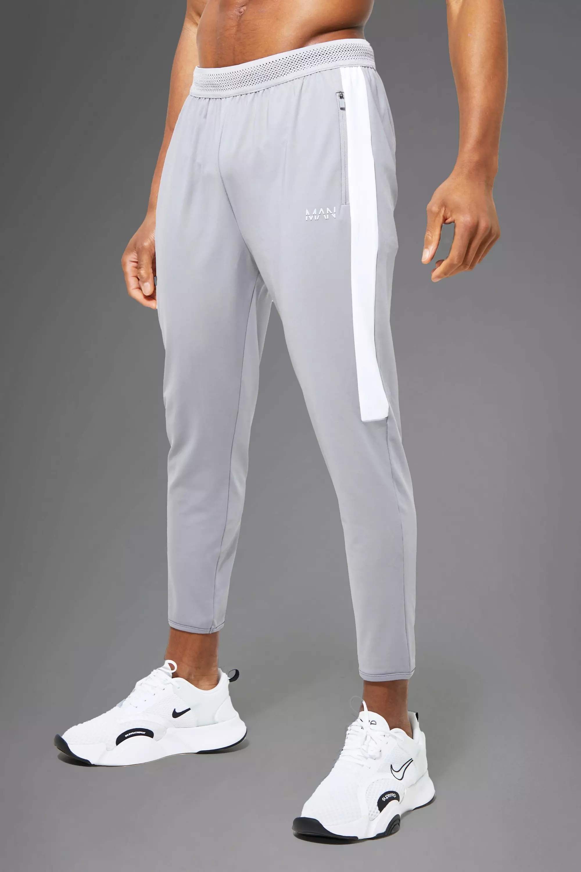 Man Active Cropped Joggers With Side Panel boohooMAN UK