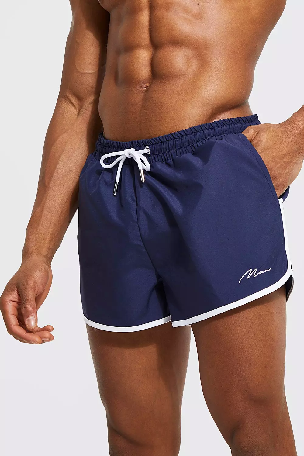 Man Signature Runner Swim Shorts boohooMAN UK