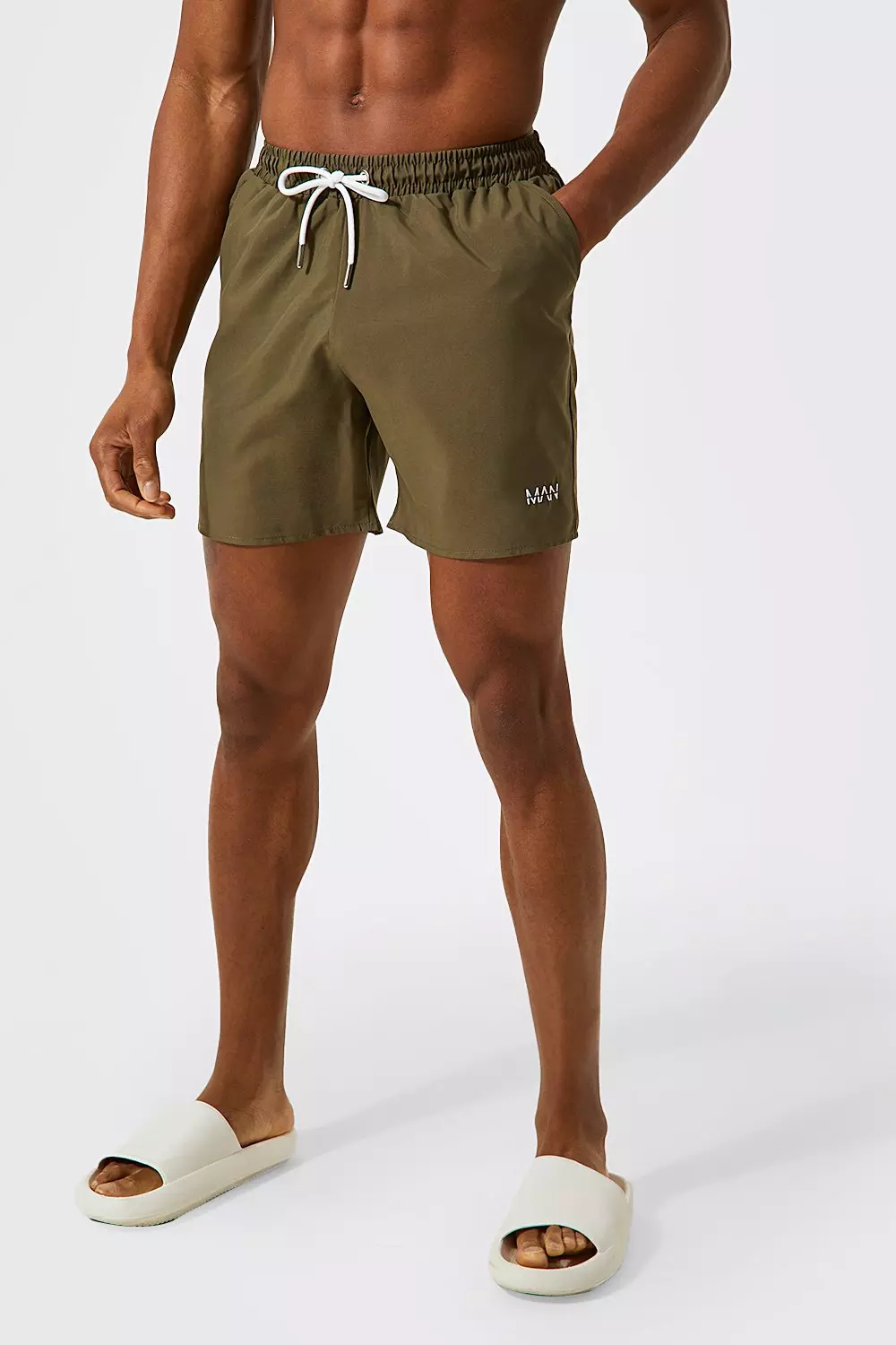 Original Man Mid Length Swim Shorts boohooMAN IE