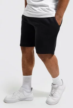 Black Plus Sweat Shorts With Man Drawcords