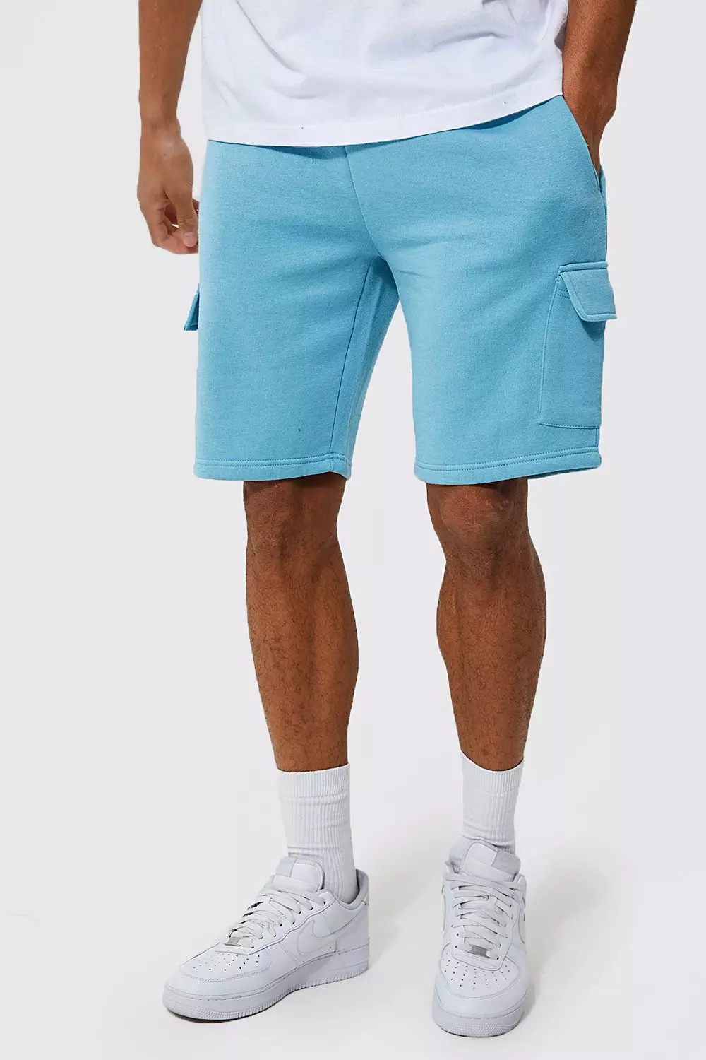 Light Brown Tall Mid Length Sweat Cargo Short