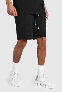 Black Tall Sweat Shorts With Man Drawcords