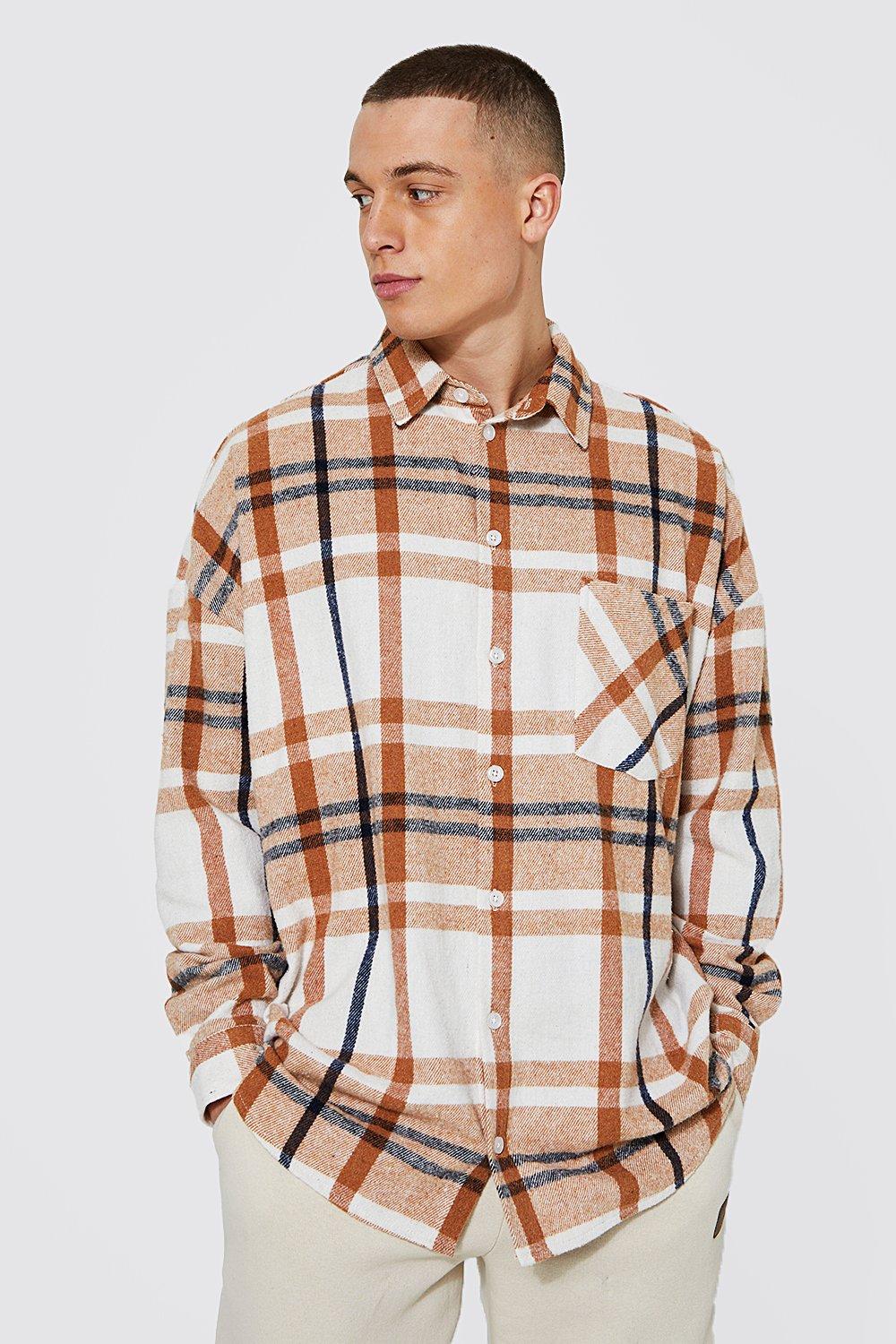 Flannel Blouson Long Sleeve Oversized Shirt