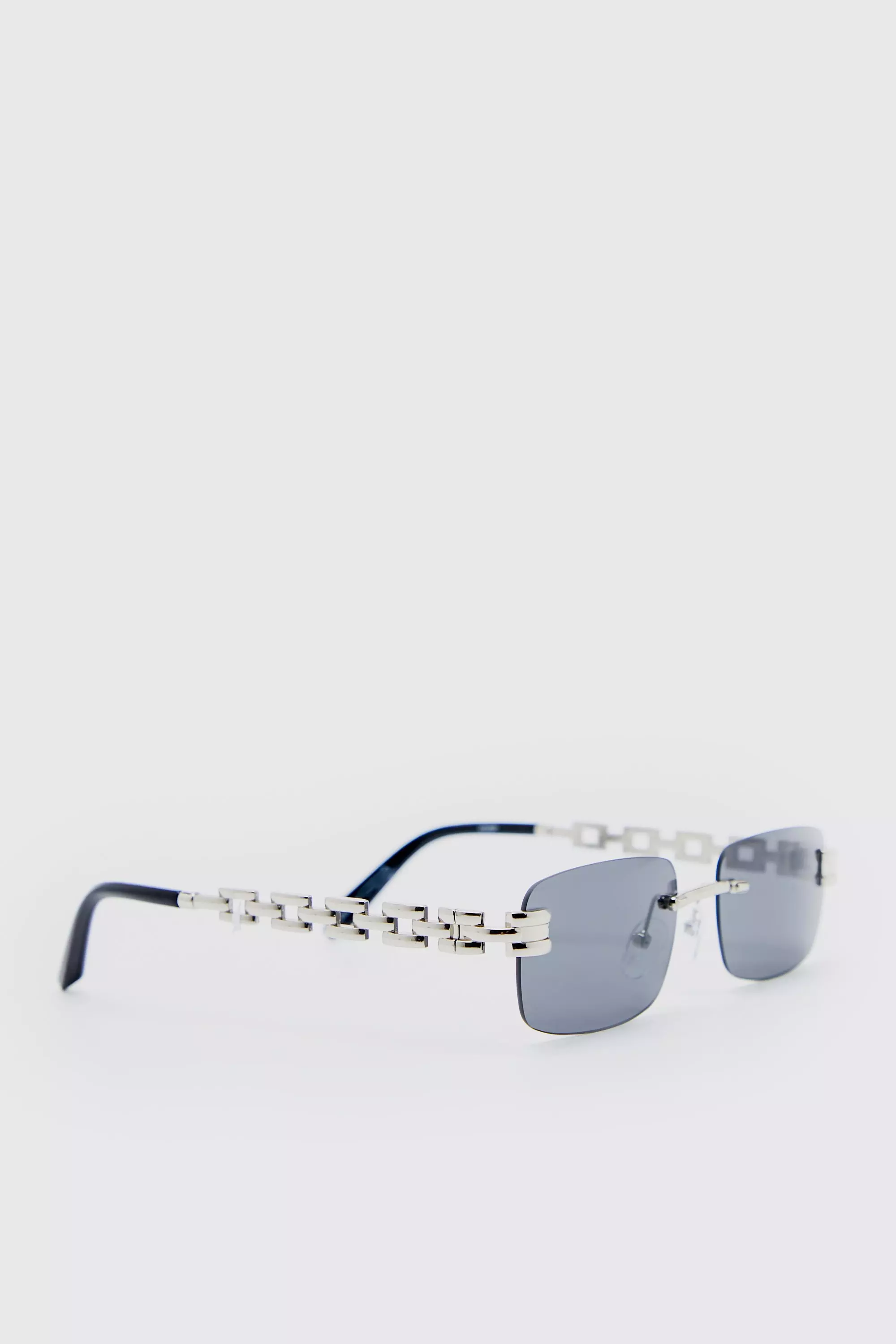 Lunettes de soleil sans monture a branches epaisses en chaine boohooMAN FR