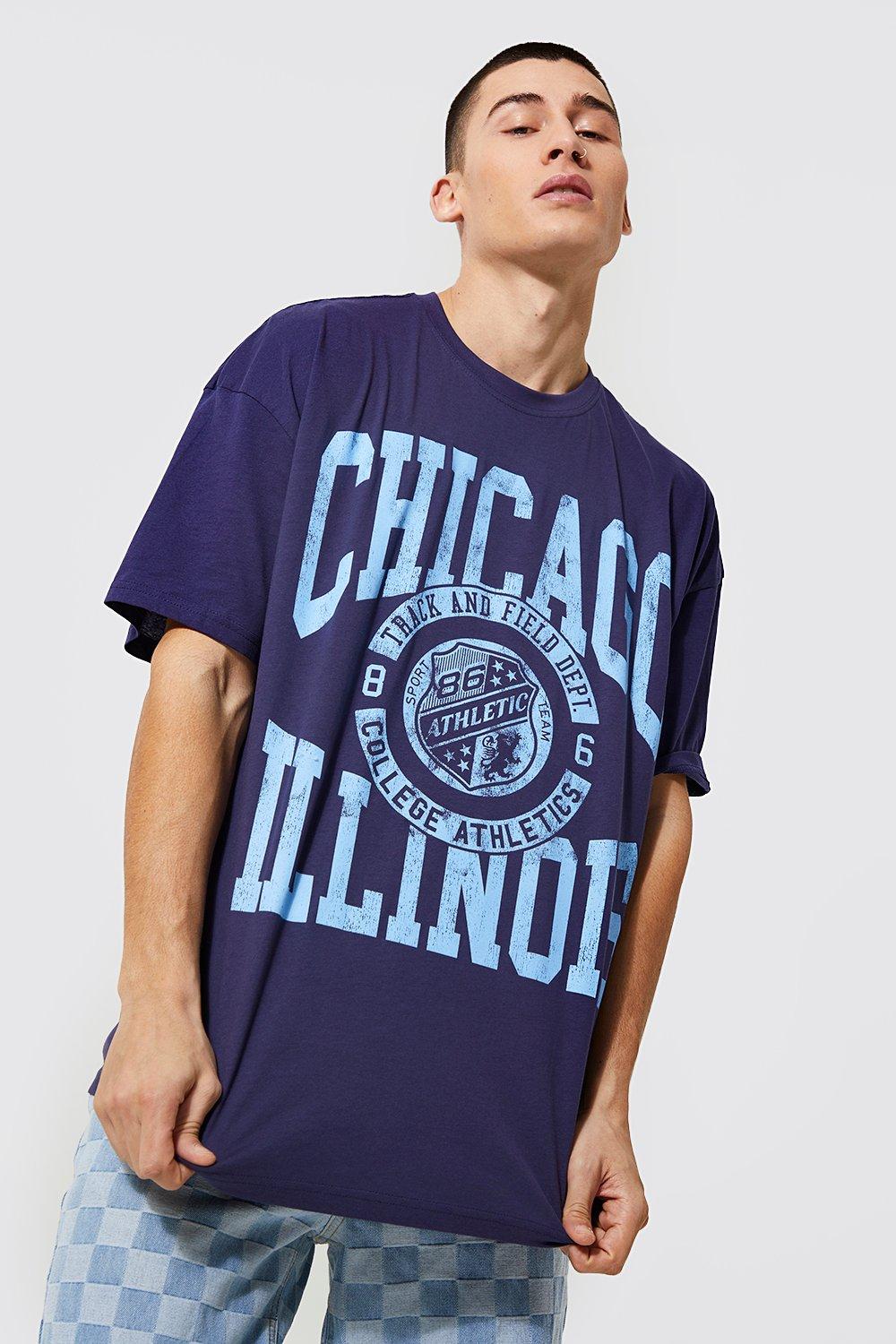 T-shirts & Débardeurs Boohoo  Oversized Chicago Varsity T-shirt White  hommes ⋆ Panini Federal