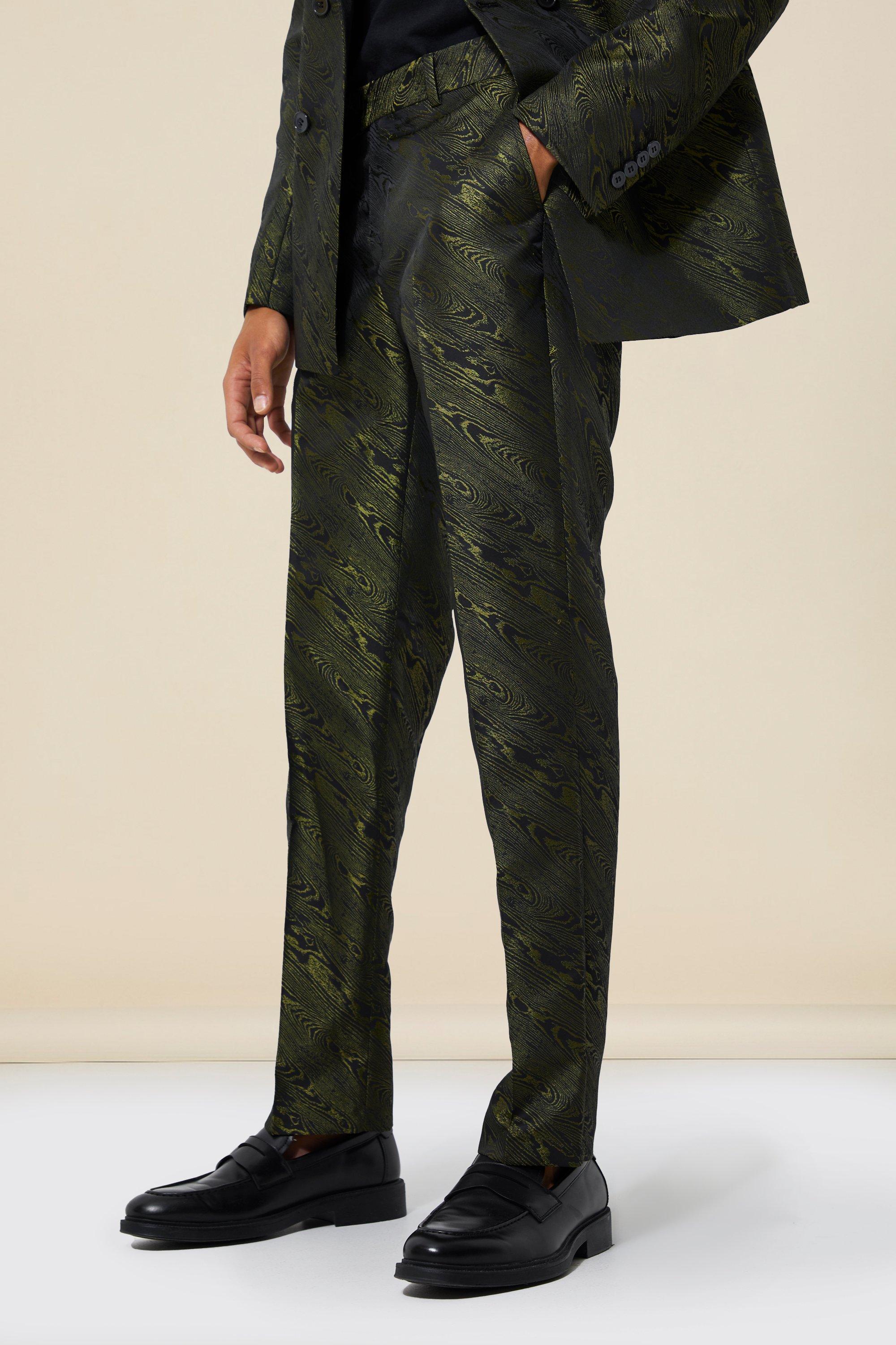 Gold Jacquard Slim Fit Pantalons