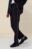 Black Relaxed Piping Dress Pants
