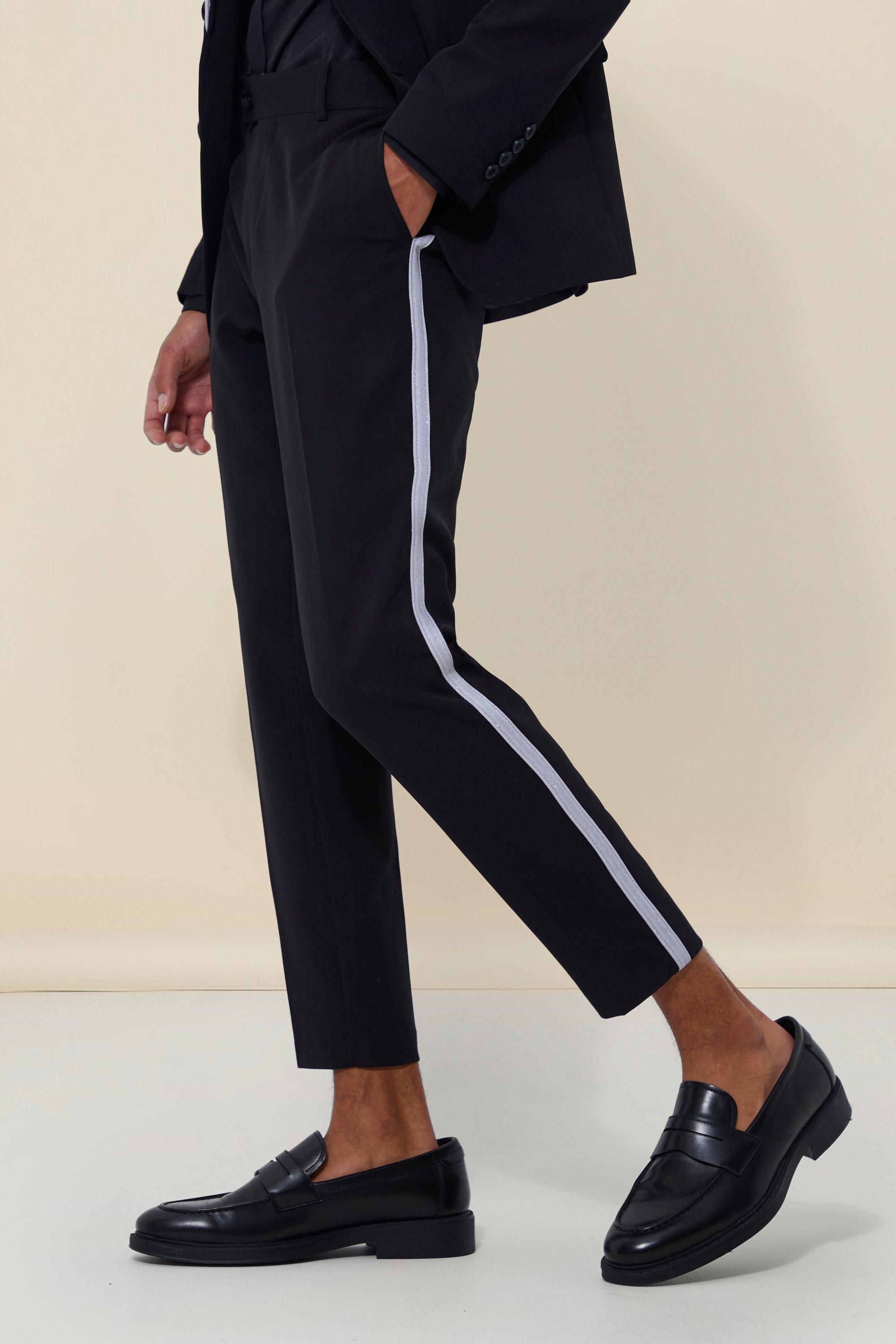 Pantalon de costume skinny à bandes latérales, Black