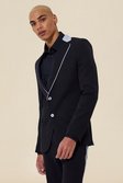 Black Single Breasted Super Skinny Suit Jacket