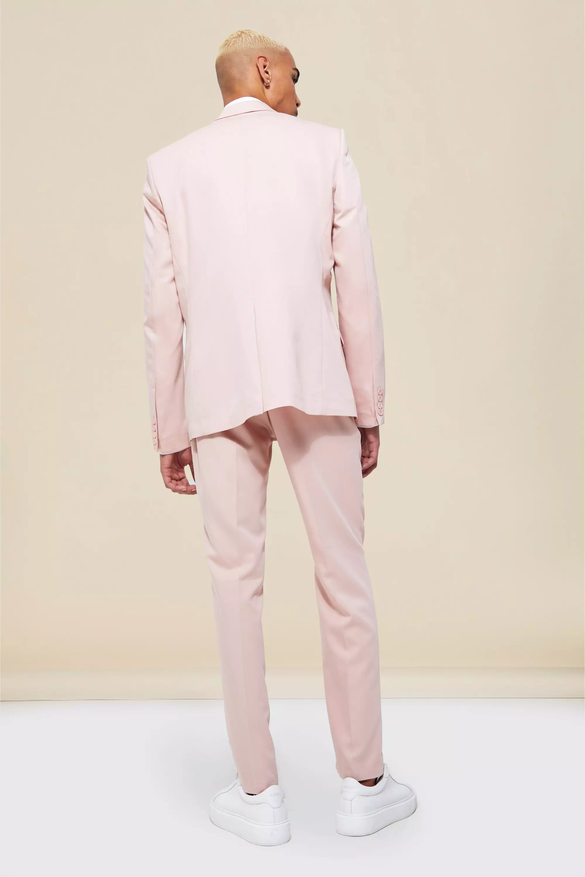 Pink Double Breasted Slim Embroidered Floral Jacket alternative image