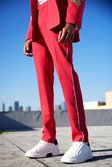 Red Skinny Floral Pipe Suit Trousers