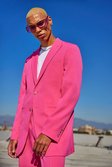 Pink Single Breasted Slim Longline Suit Jacket